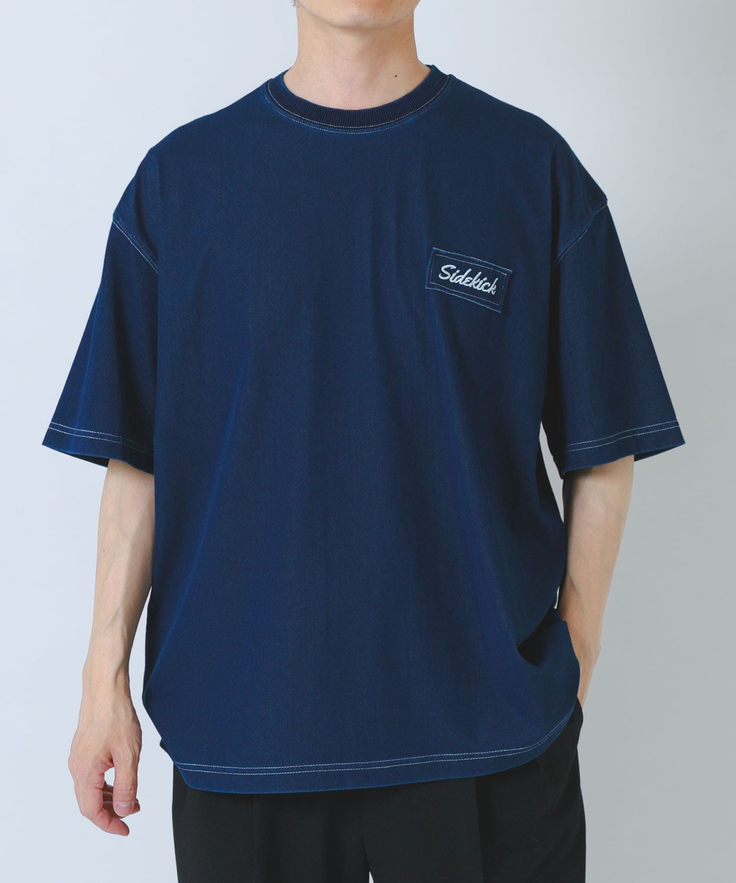 HIGH COOLワンポイント刺繍デニムTシャツ