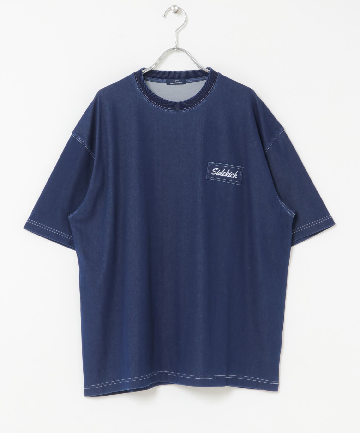 HIGH COOLワンポイント刺繍デニムTシャツ NVY M