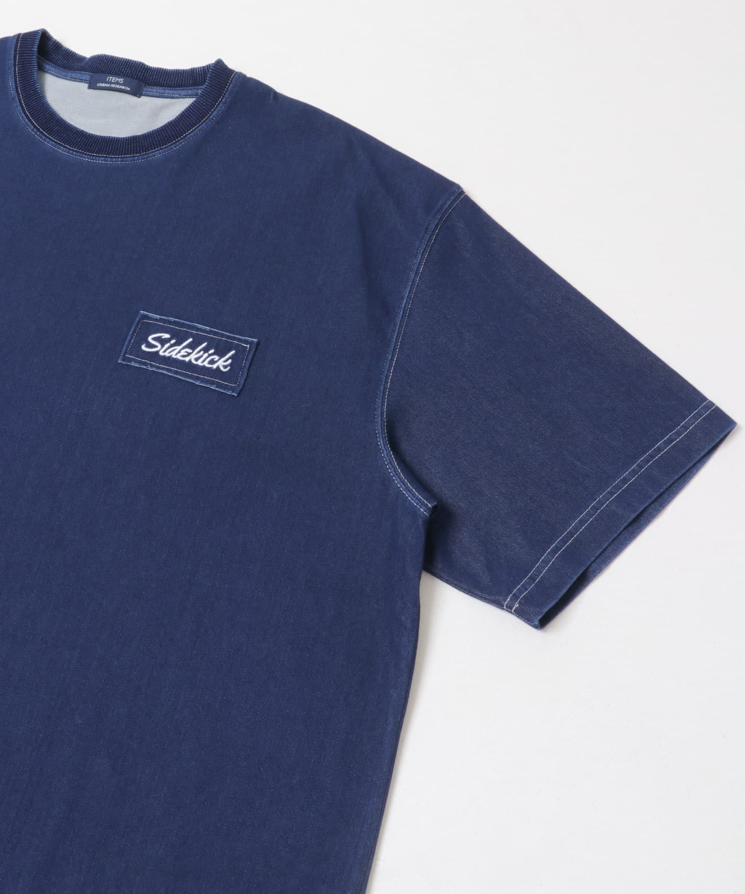 HIGH COOLワンポイント刺繍デニムTシャツ NVY M