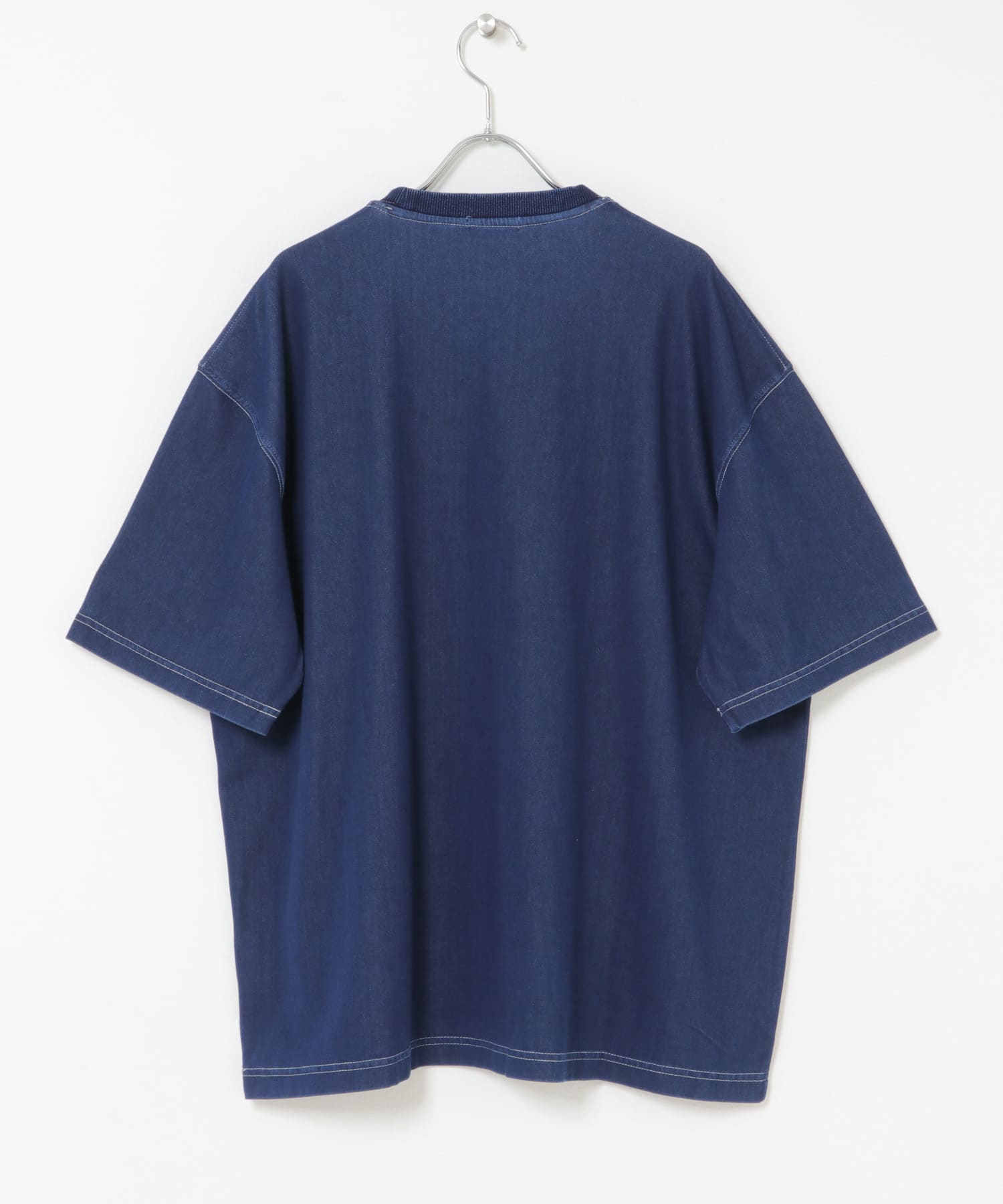 HIGH COOLワンポイント刺繍デニムTシャツ NVY M