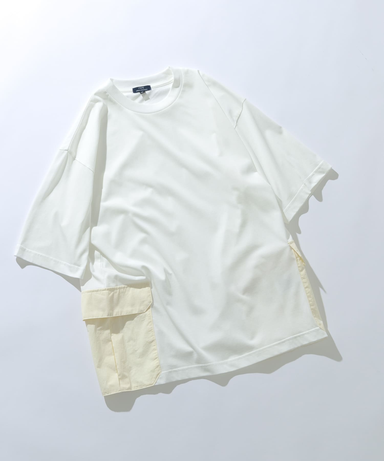 サイドポケットキリカエクルーネックTシャツ