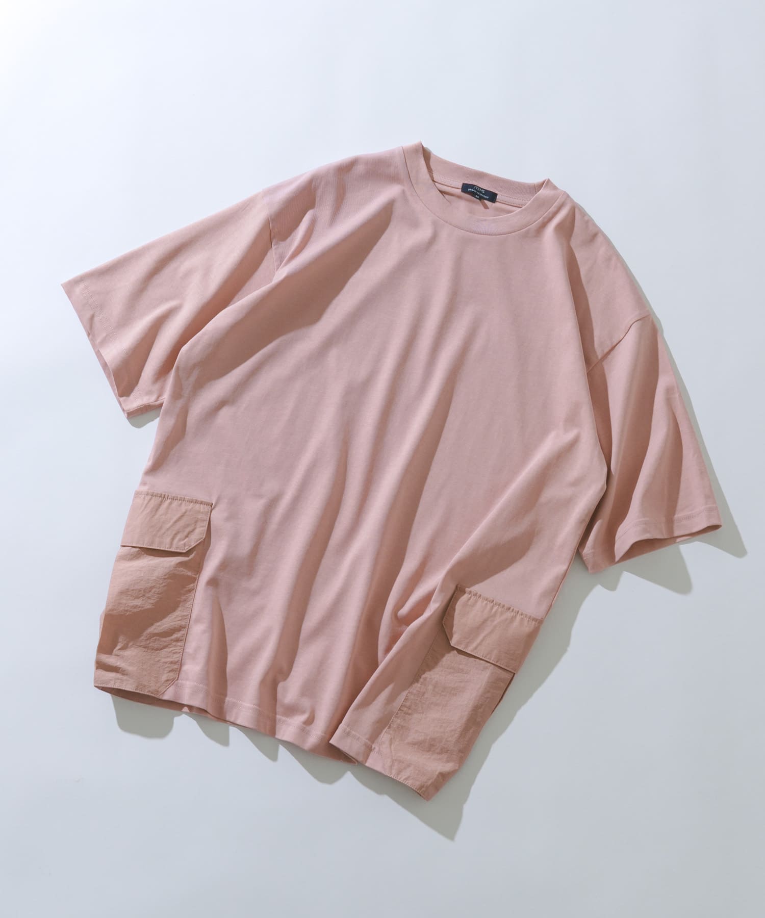 サイドポケットキリカエクルーネックTシャツ