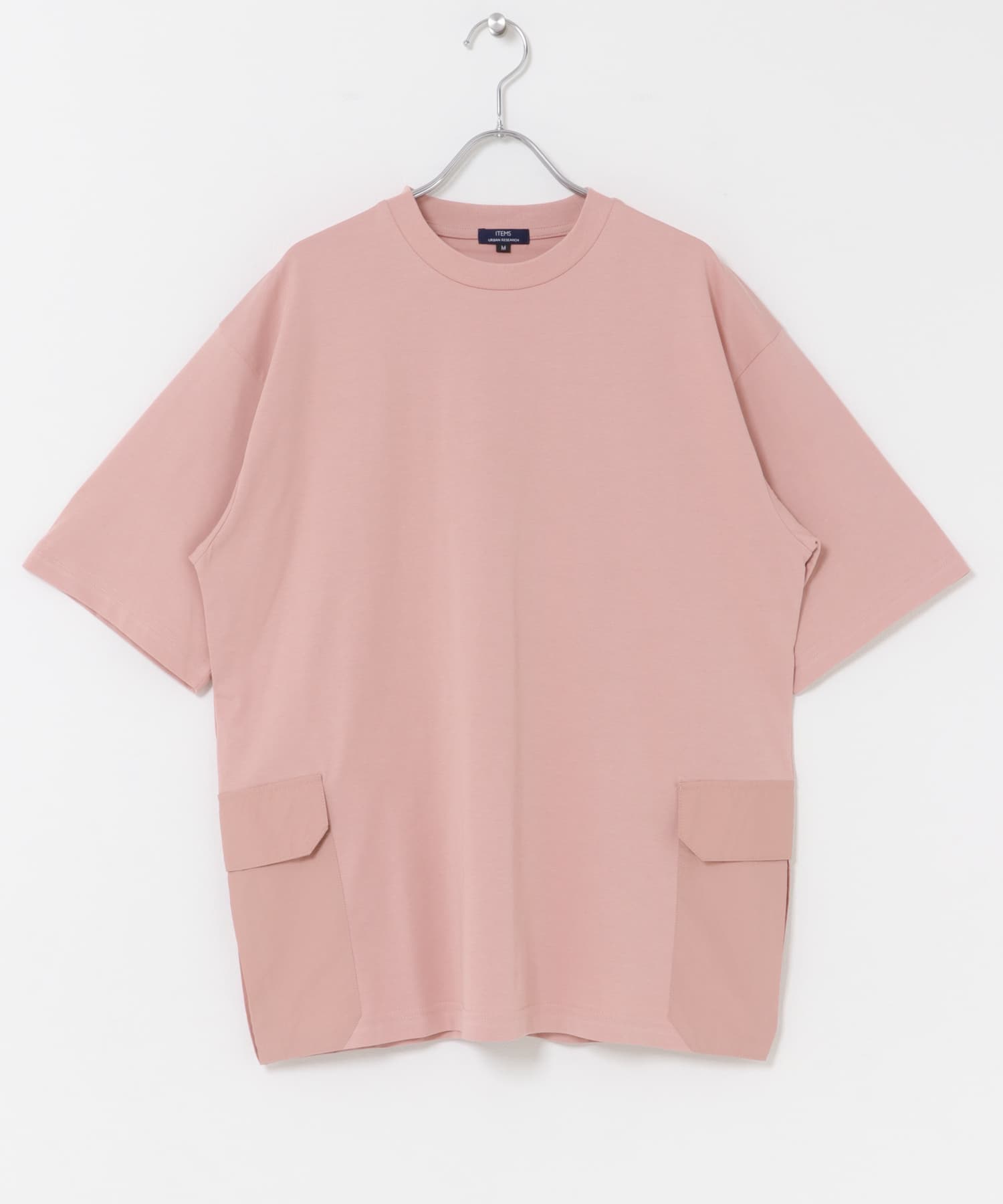 サイドポケットキリカエクルーネックTシャツ(M BLACK): トップス