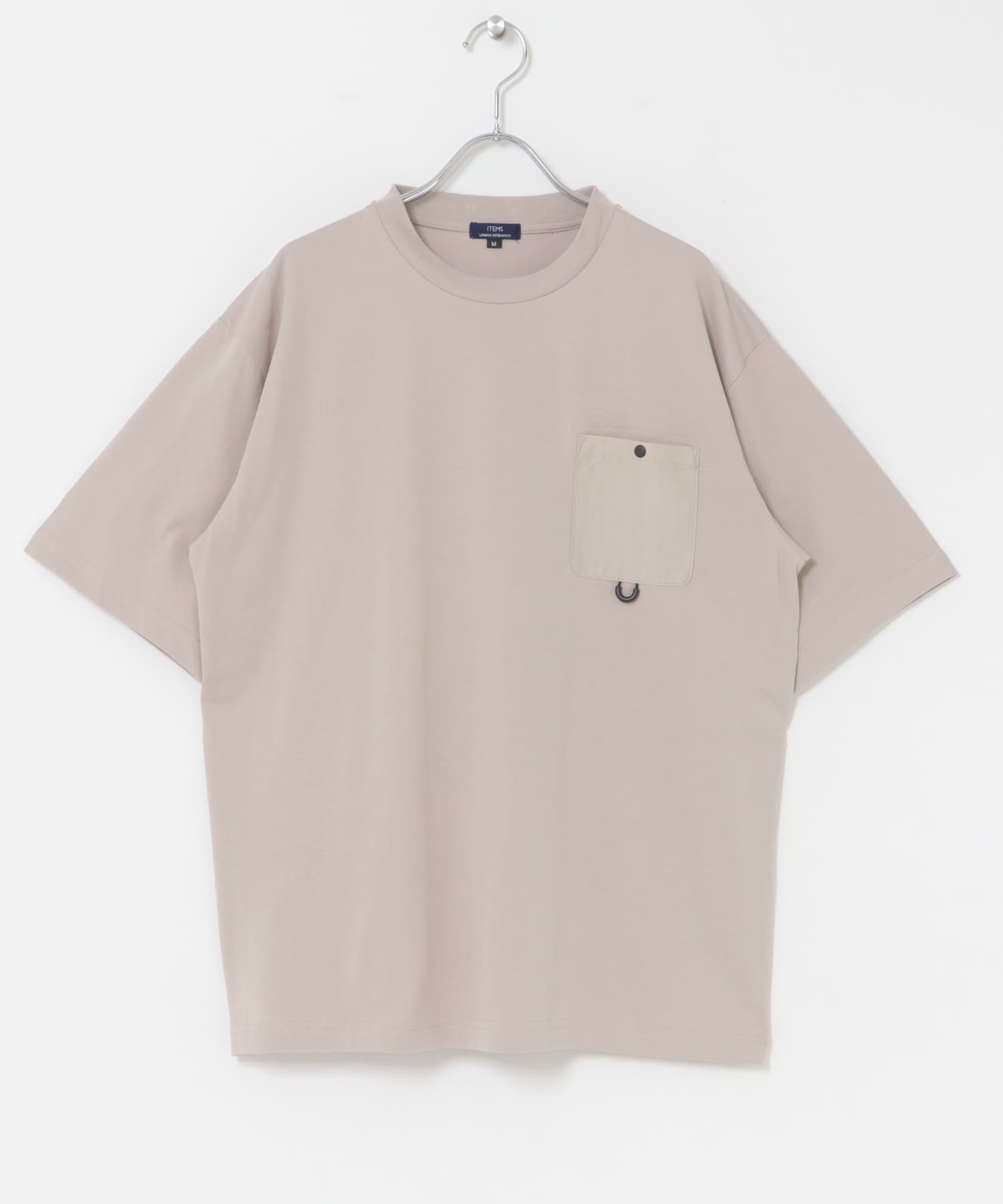 チェストポケットキリカエクルーネックTシャツ BEIGE M