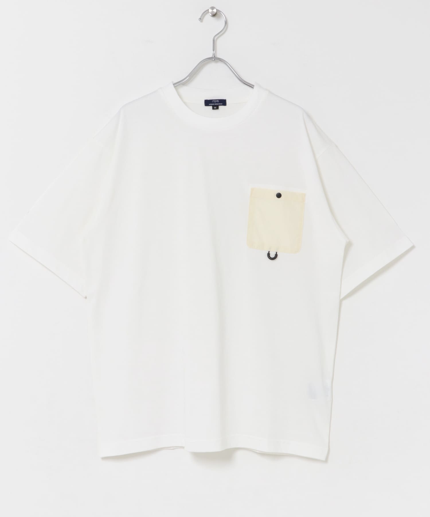 チェストポケットキリカエクルーネックTシャツ WHITE M