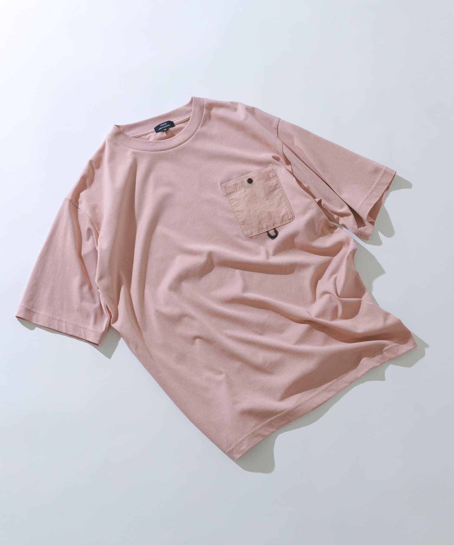 チェストポケットキリカエクルーネックTシャツ PINK M