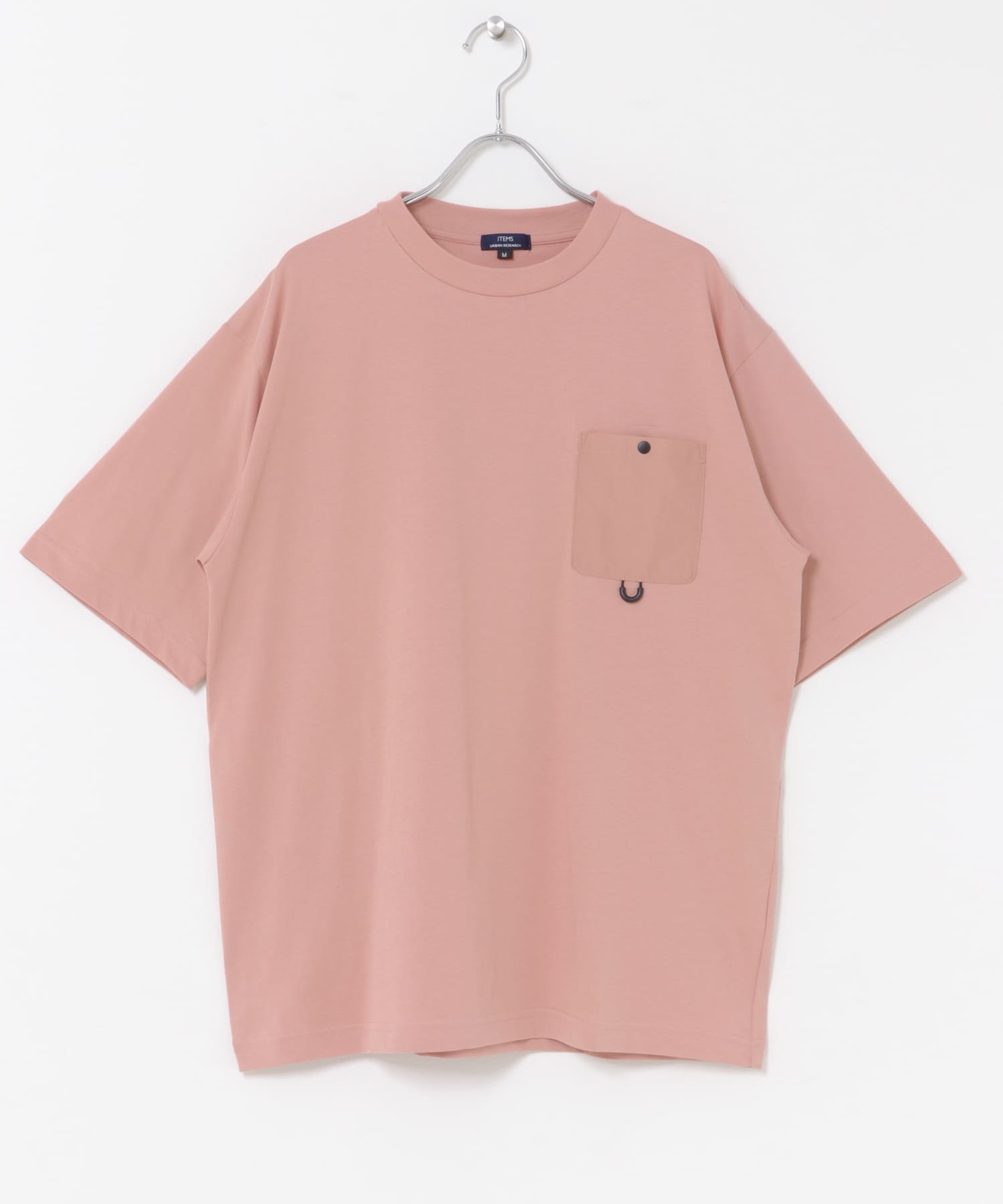 チェストポケットキリカエクルーネックTシャツ PINK M