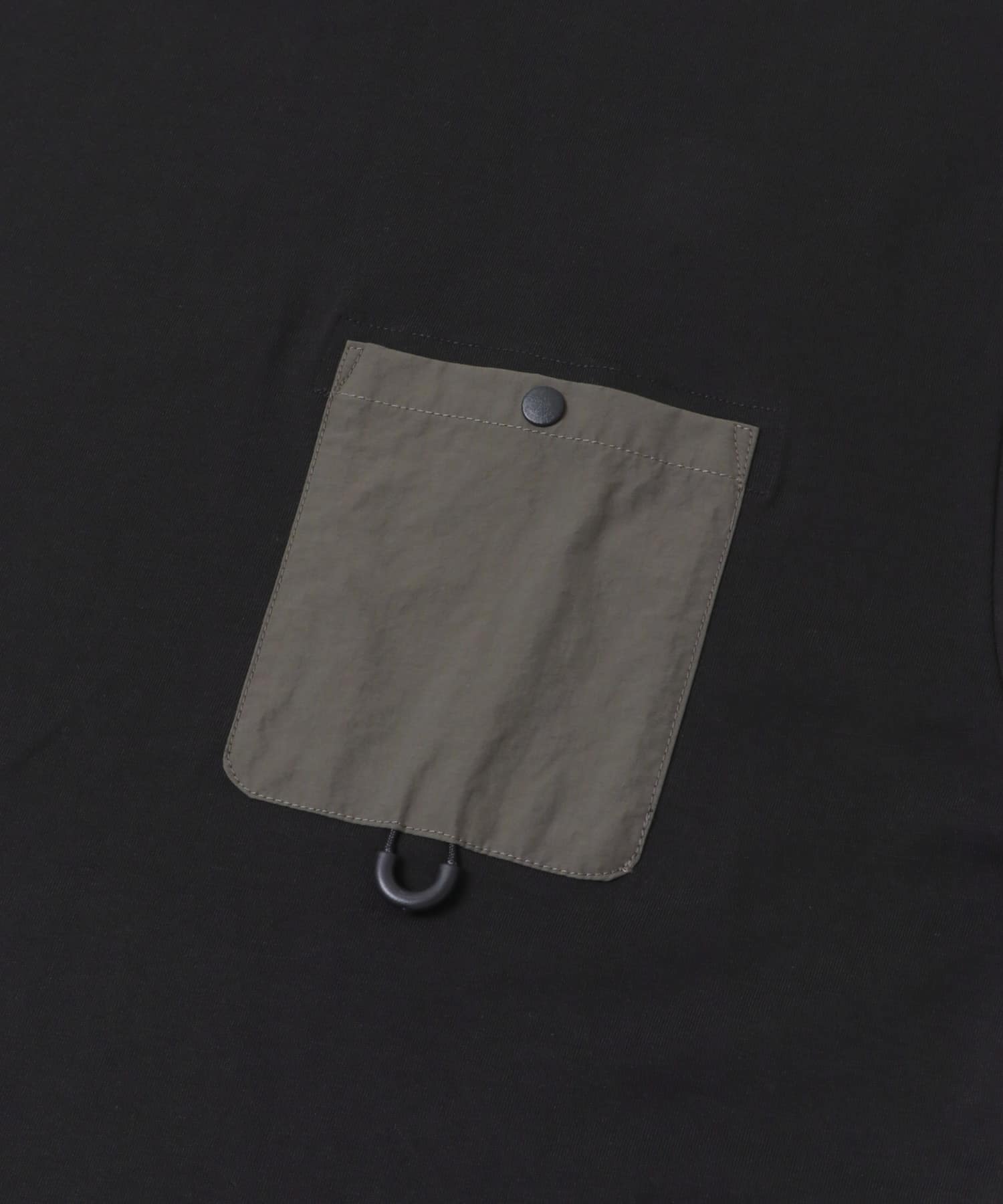 チェストポケットキリカエクルーネックTシャツ BLACK M