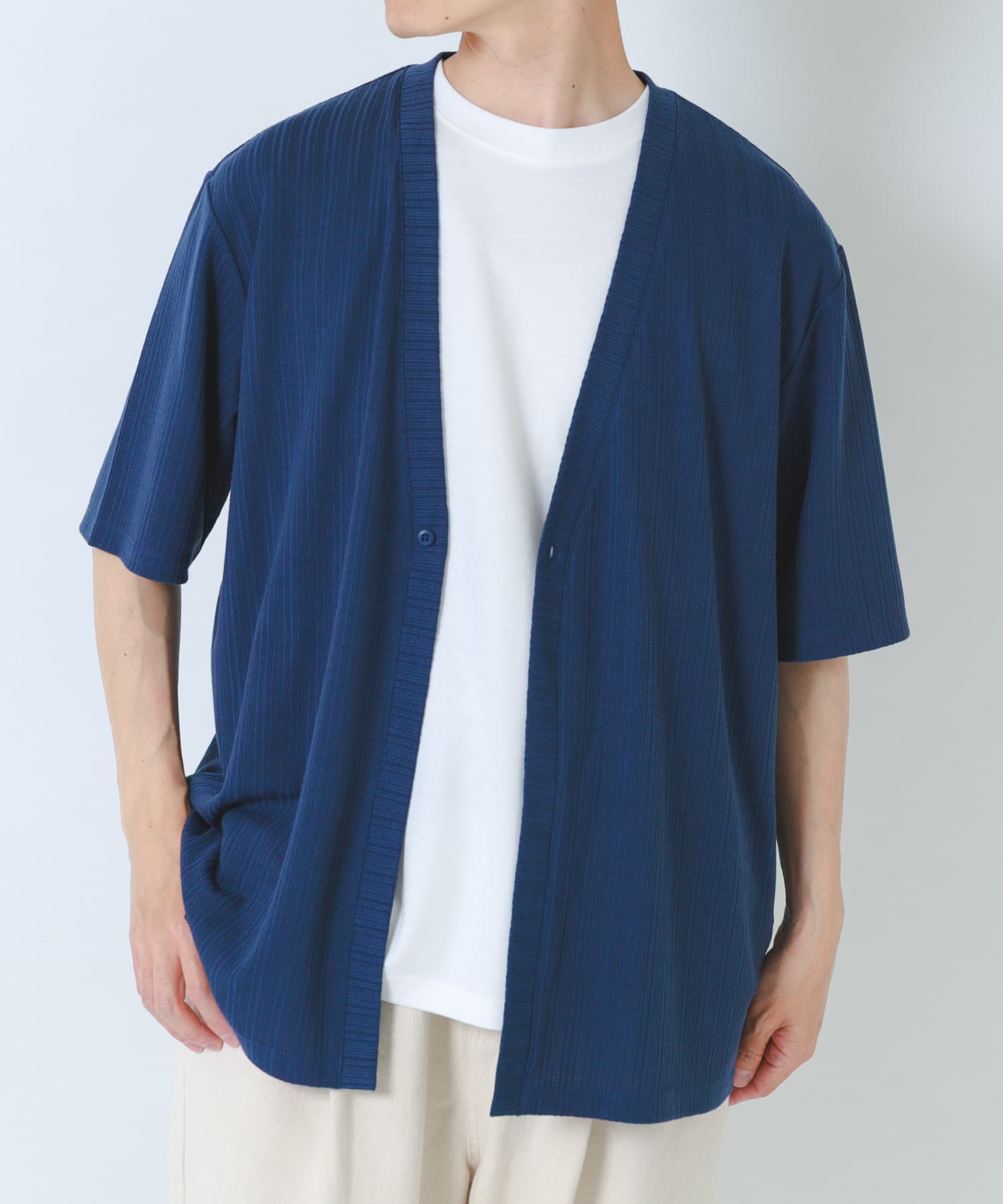 『接触冷感』ランダムピッチ5sカーディガン+冷感Tシャツ セット