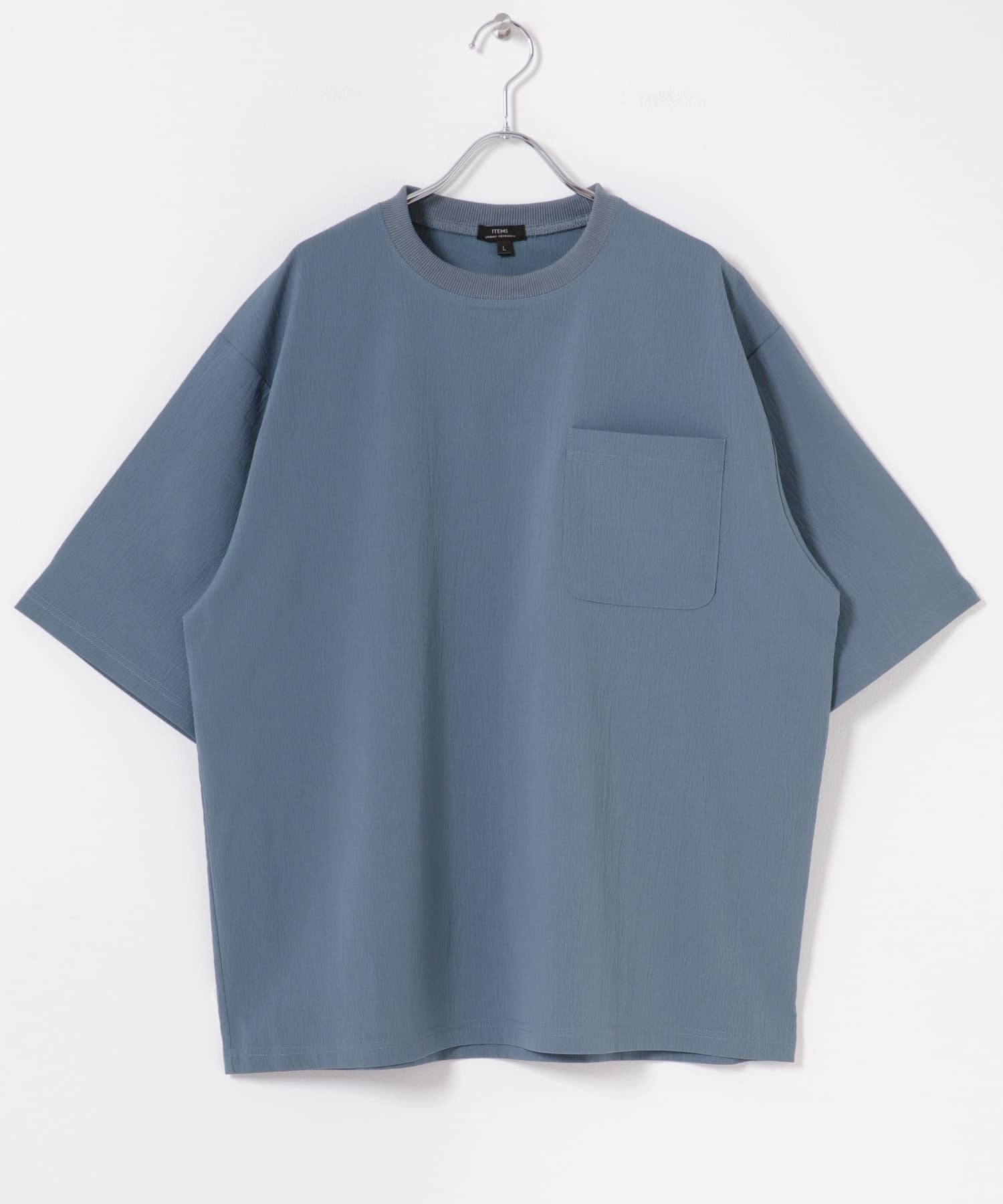 『接触冷感/吸水速乾』クールタッチクレープジョーゼットTシャツ BLUE GRAY M