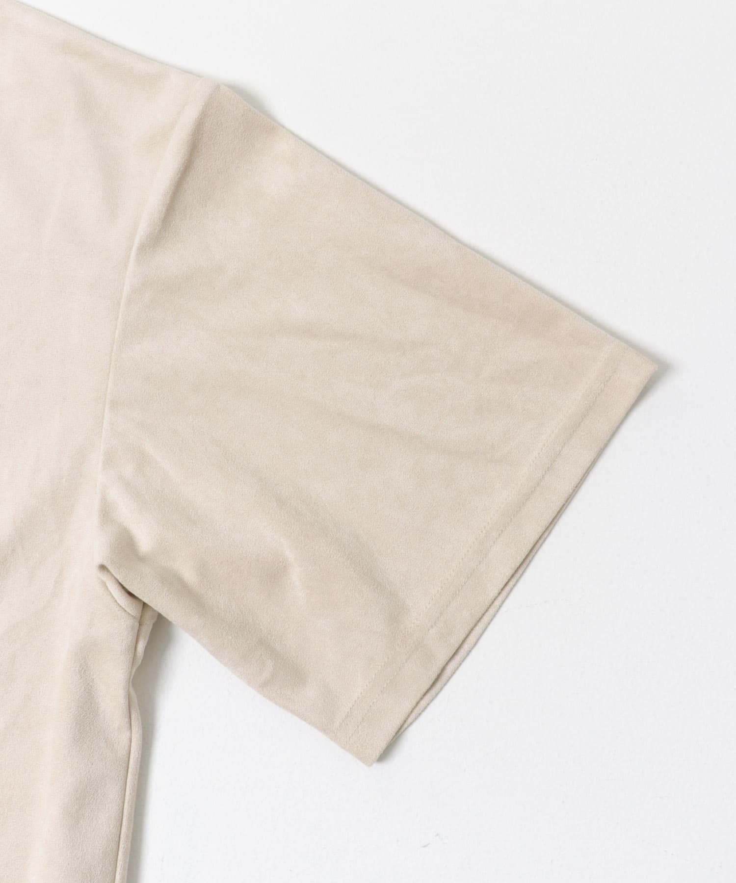 接触冷感フェイクスエード半袖クルーネックTシャツ IVORY M