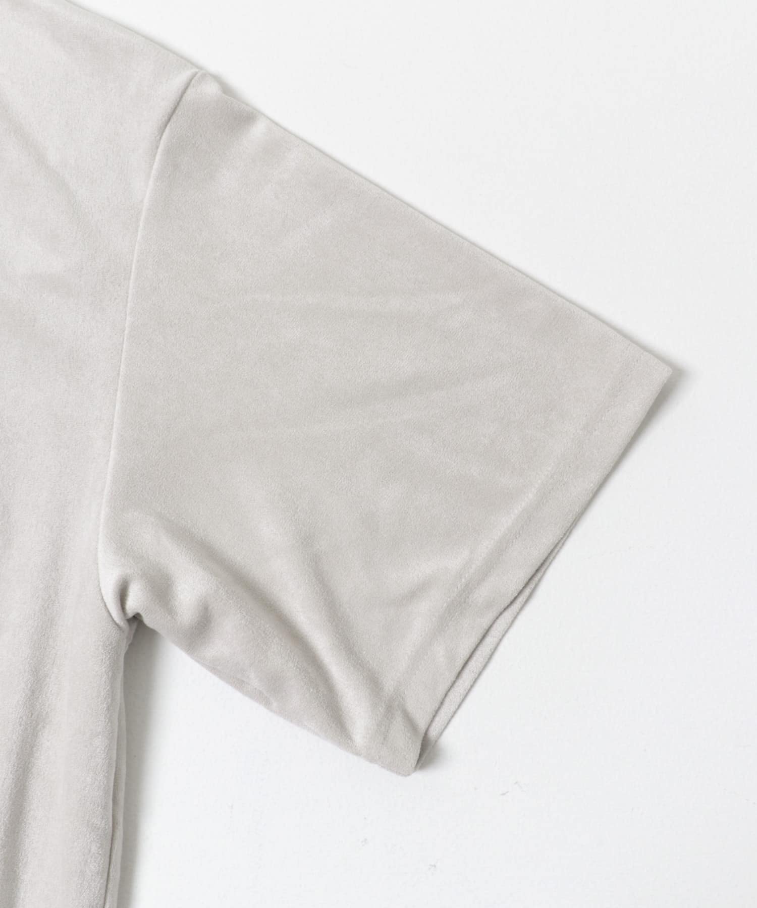 接触冷感フェイクスエード半袖クルーネックTシャツ GRAY M
