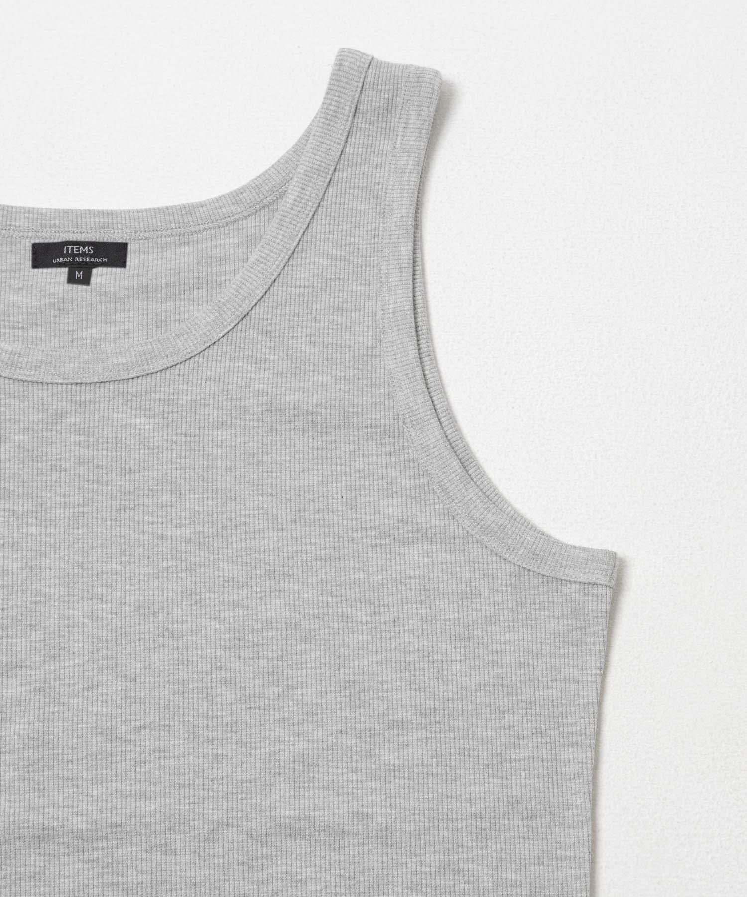 接触冷感リブタンクトップ GRAY M