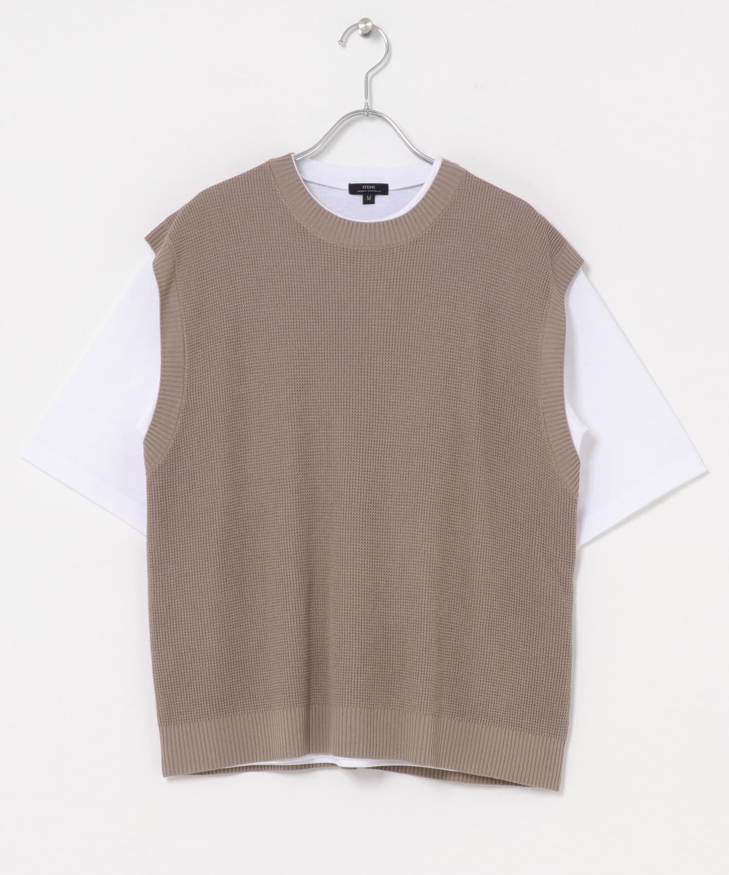 『接触冷感/抗菌』高機能ニットベスト+5分袖Tシャツset(楽着シリーズ) MOC M