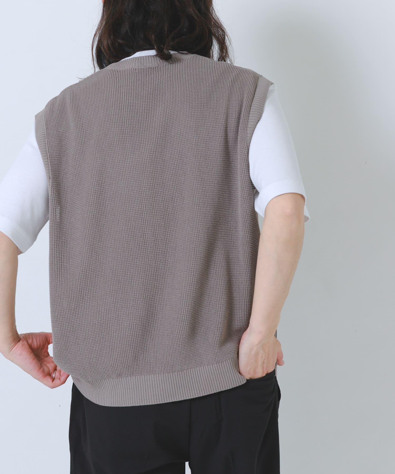 接触冷感/抗菌』高機能ニットベスト+5分袖Tシャツset(楽着シリーズ)(M