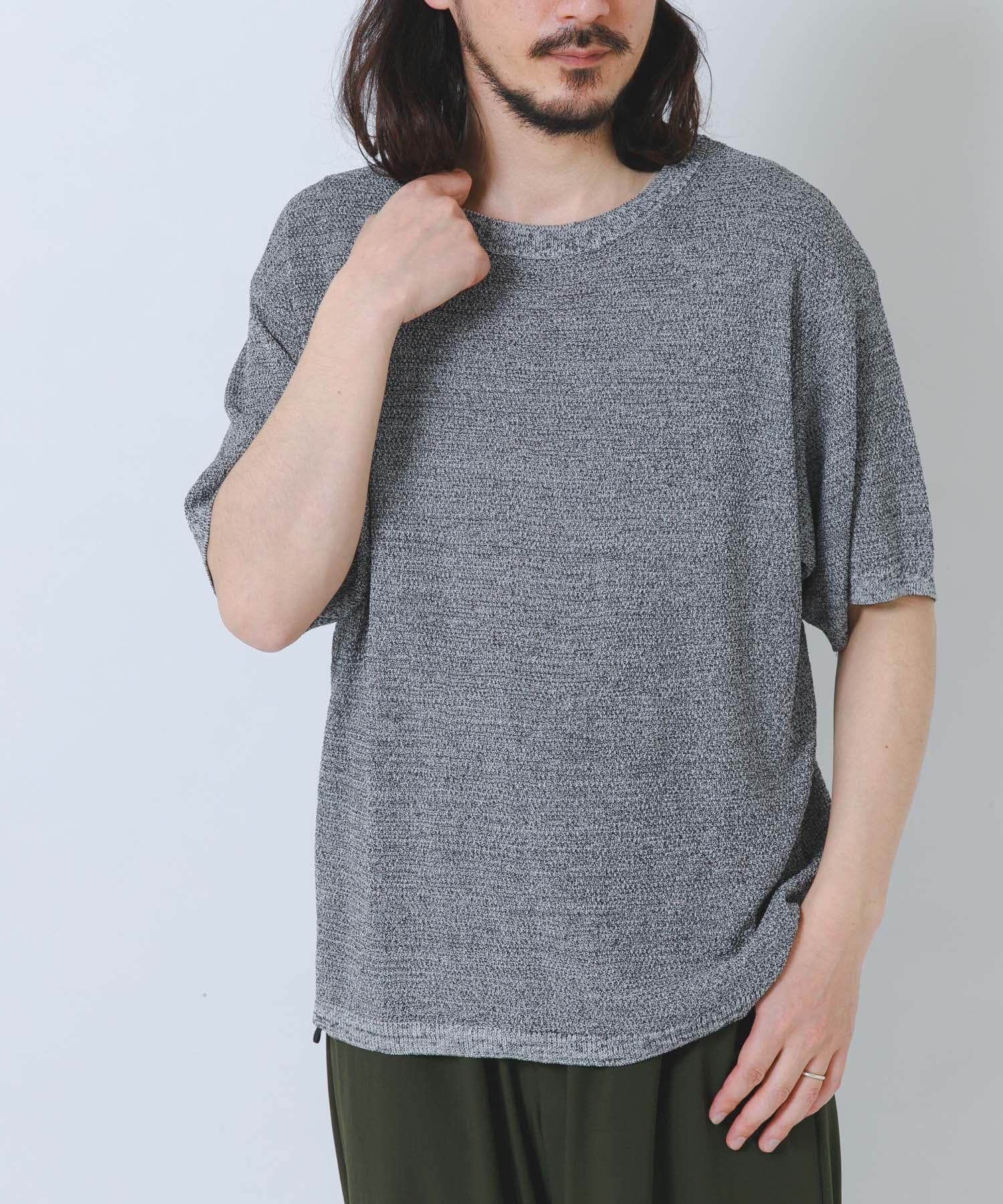 『接触冷感/洗濯可/毛玉防止』高機能ドライタッチメランジニットTシャツ