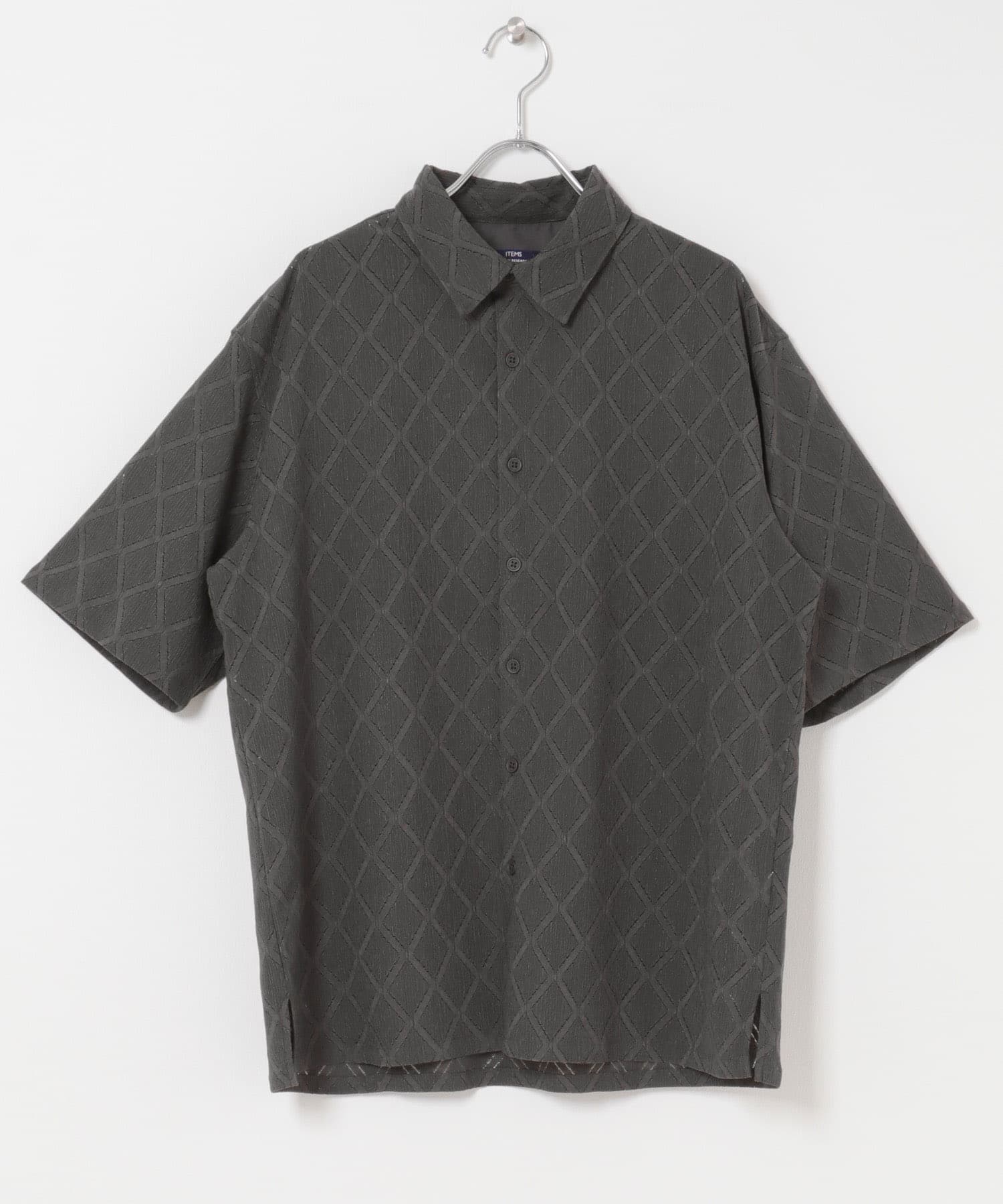 ジオメレース レギュラーカラー 半袖シャツ CHARCOAL M