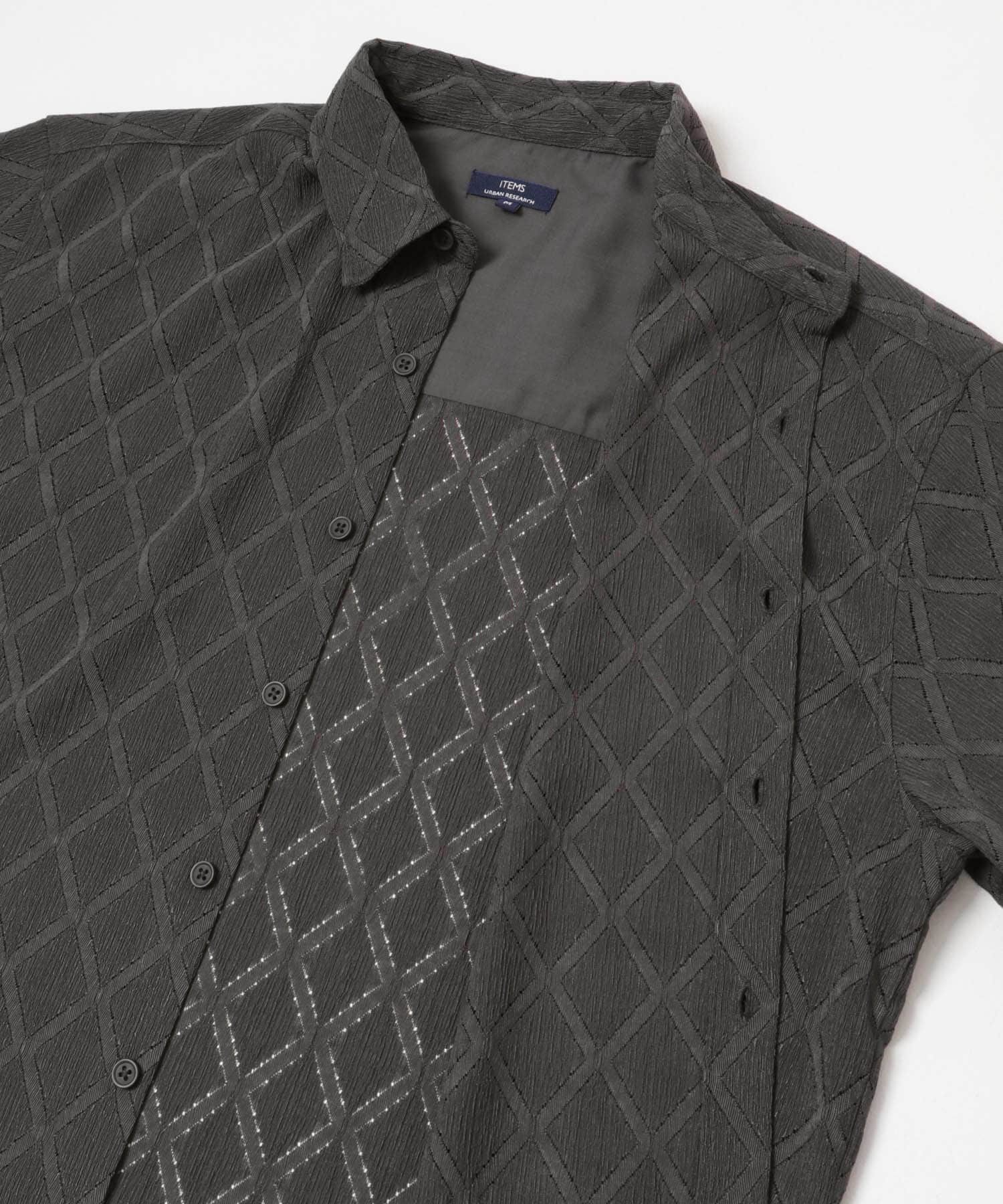 ジオメレース レギュラーカラー 半袖シャツ CHARCOAL M