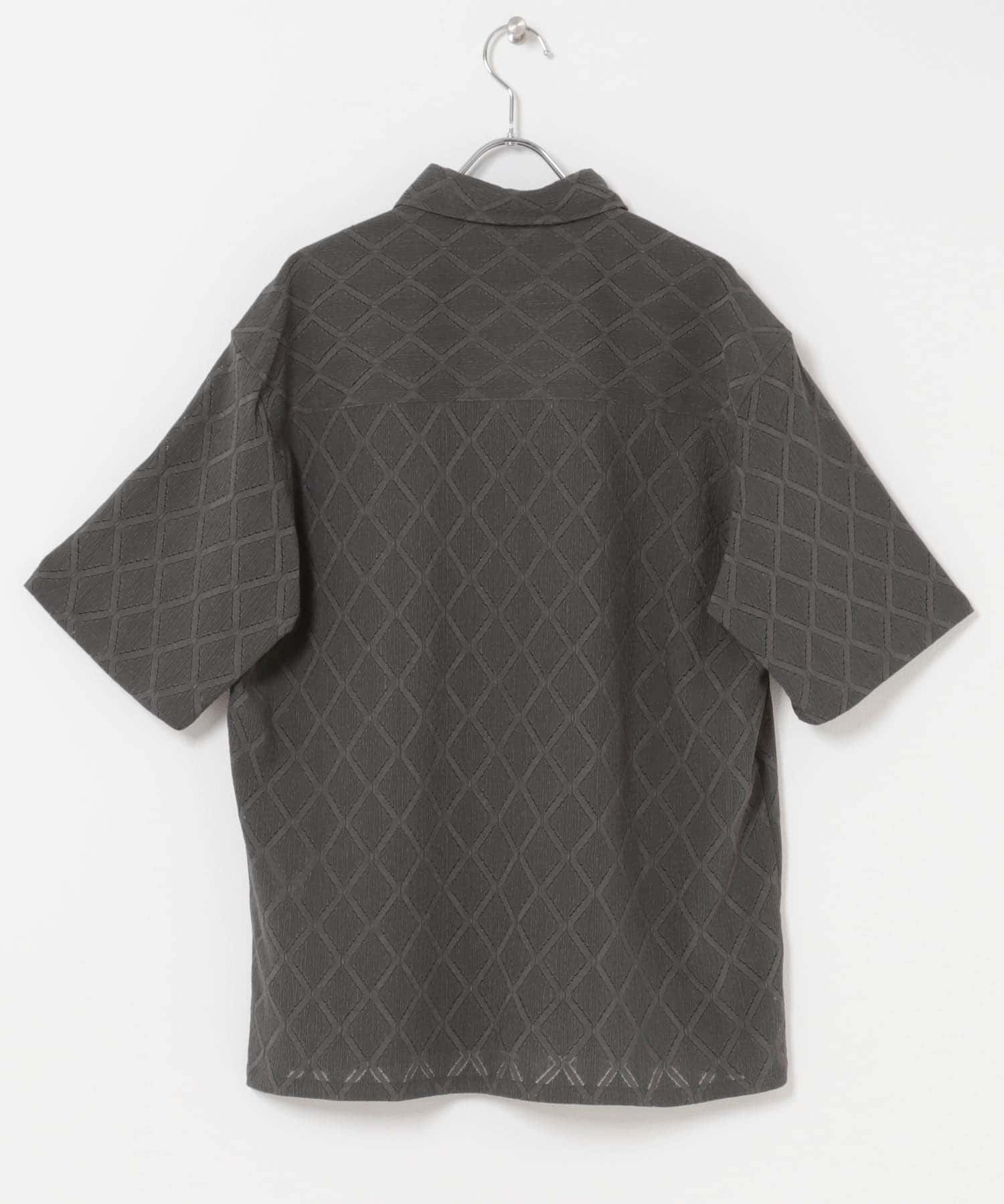 ジオメレース レギュラーカラー 半袖シャツ CHARCOAL M