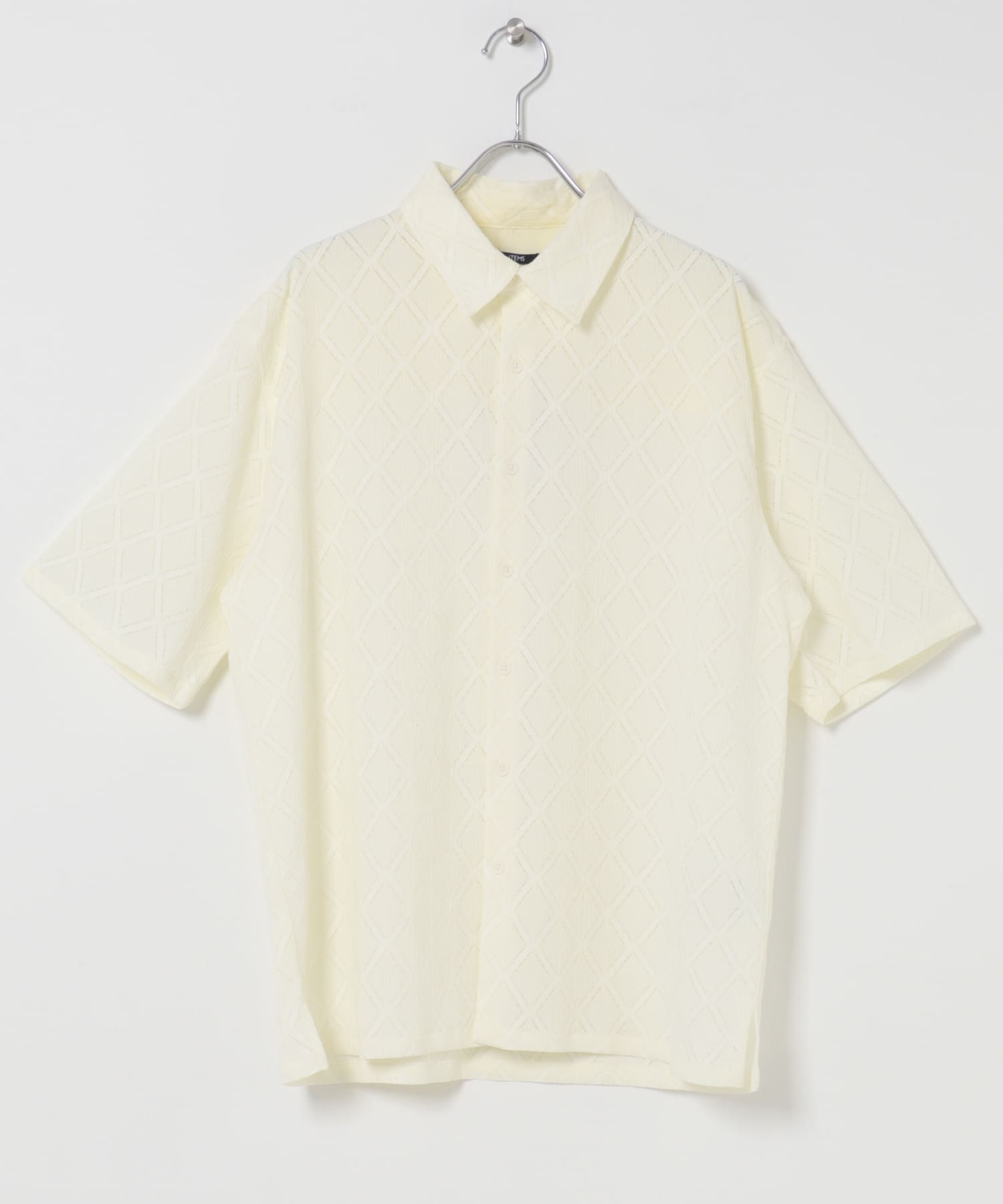 ジオメレース レギュラーカラー 半袖シャツ WHITE M