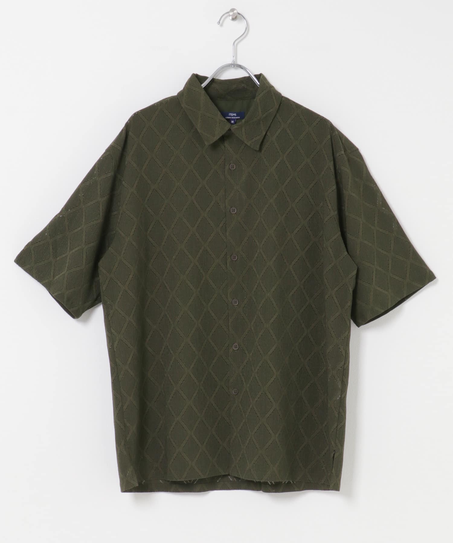 ジオメレース レギュラーカラー 半袖シャツ OLIVE M