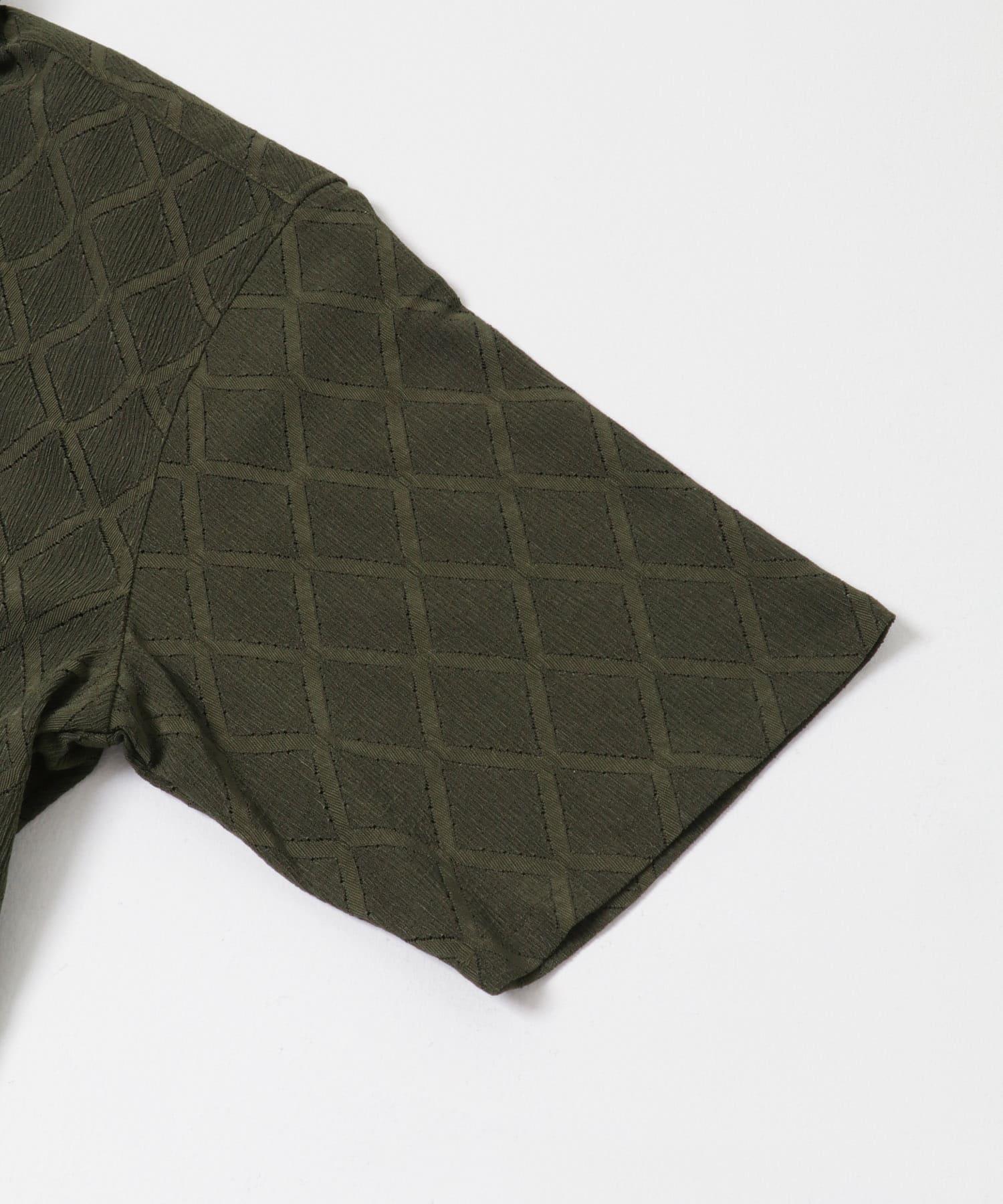 ジオメレース レギュラーカラー 半袖シャツ OLIVE M