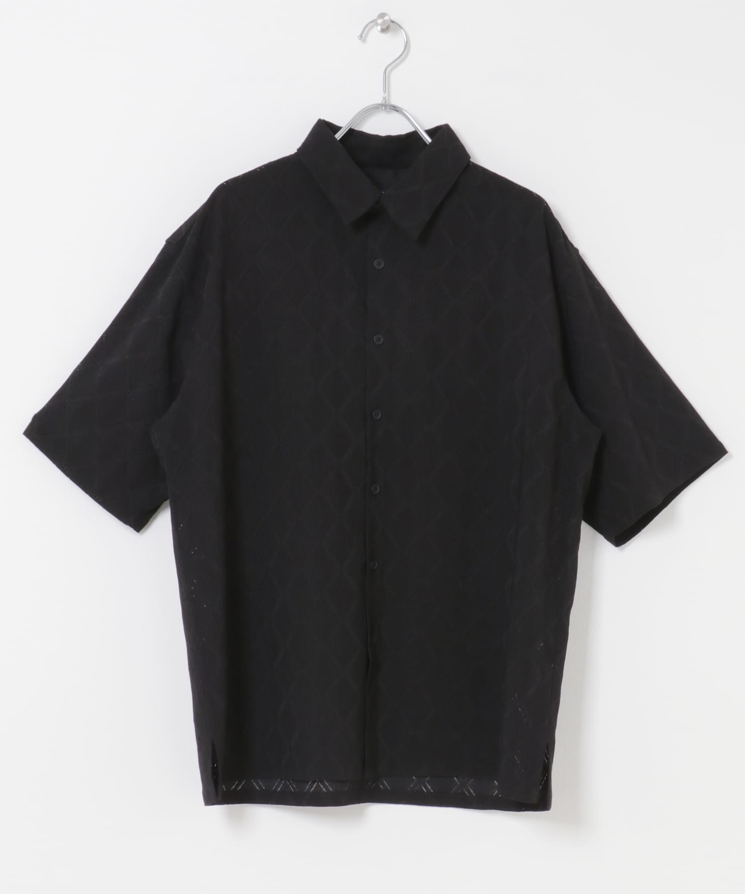 ジオメレース レギュラーカラー 半袖シャツ BLACK M