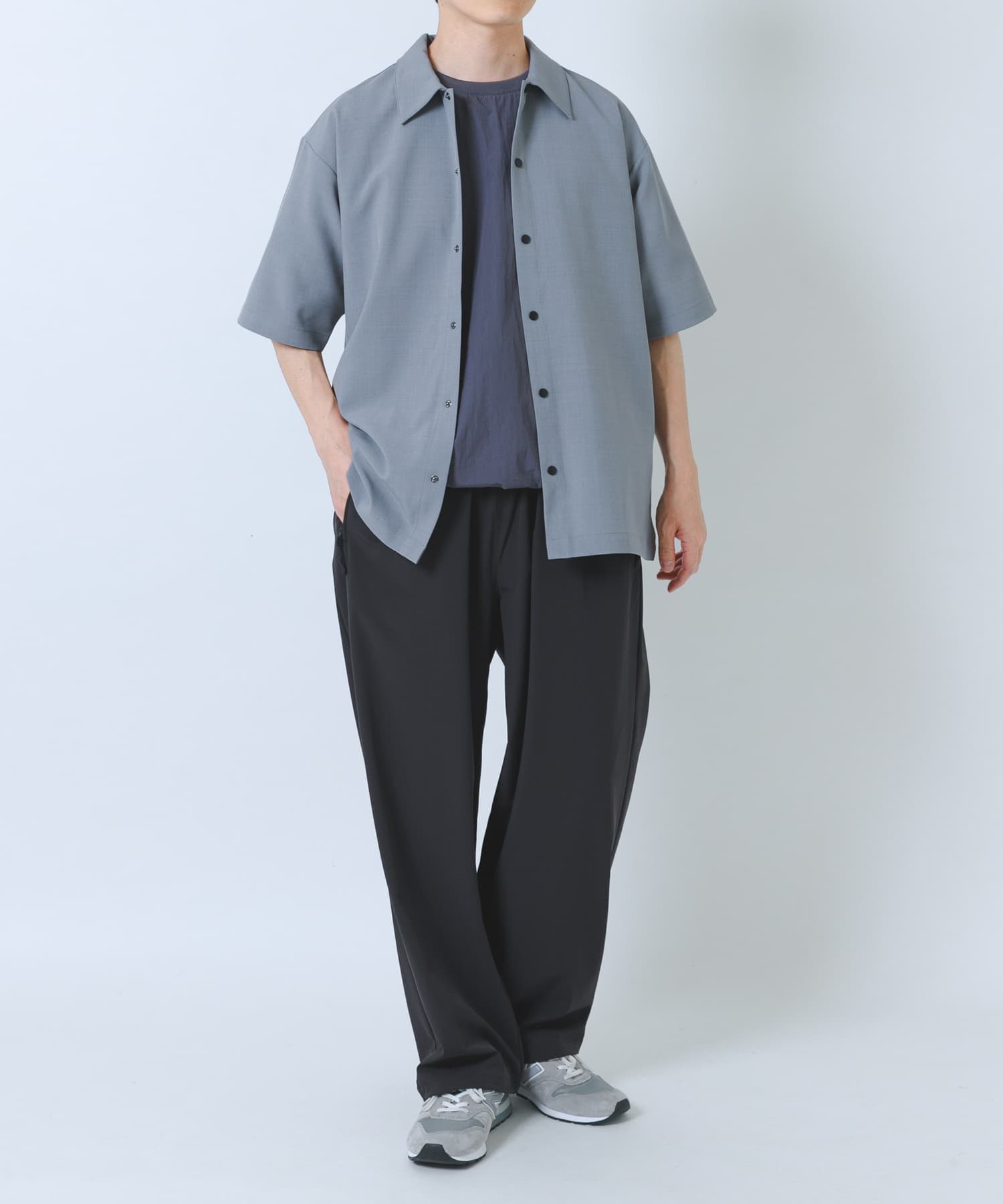 2wayストレッチスナップ半袖シャツ GRY M