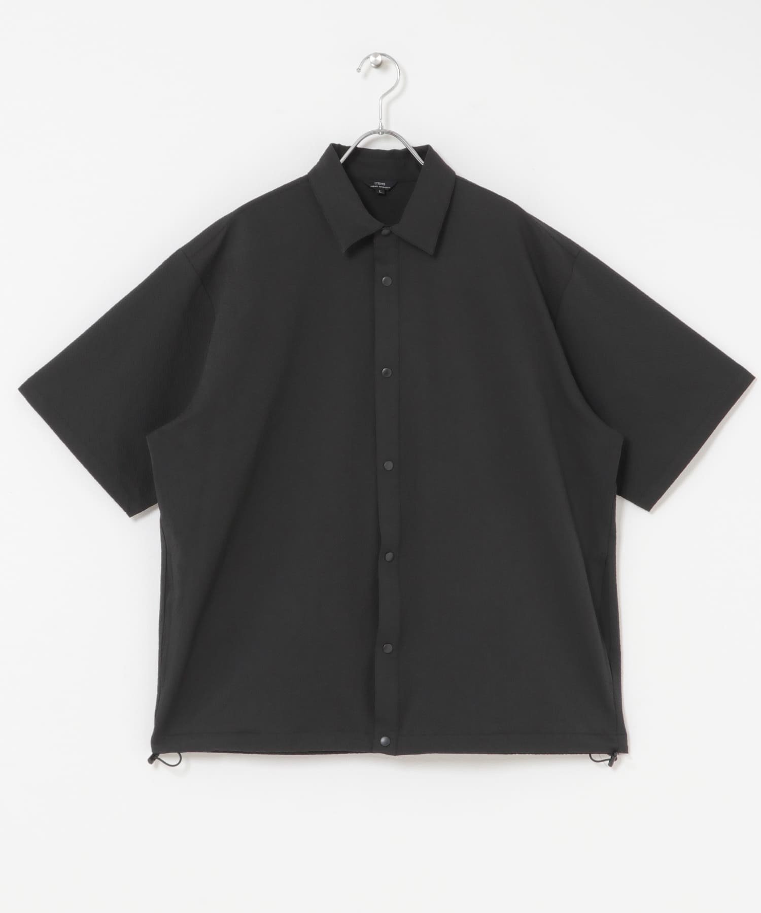 高機能シアサッカー サイドストレージシャツ BLACK M