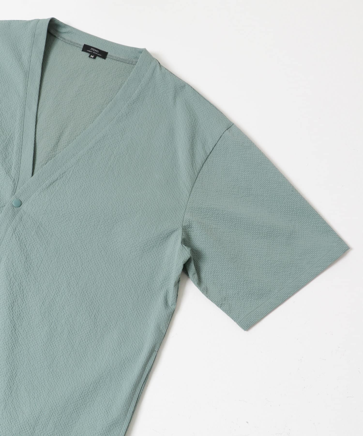 高機能シアサッカー 半袖カーディガン L.BLUE M