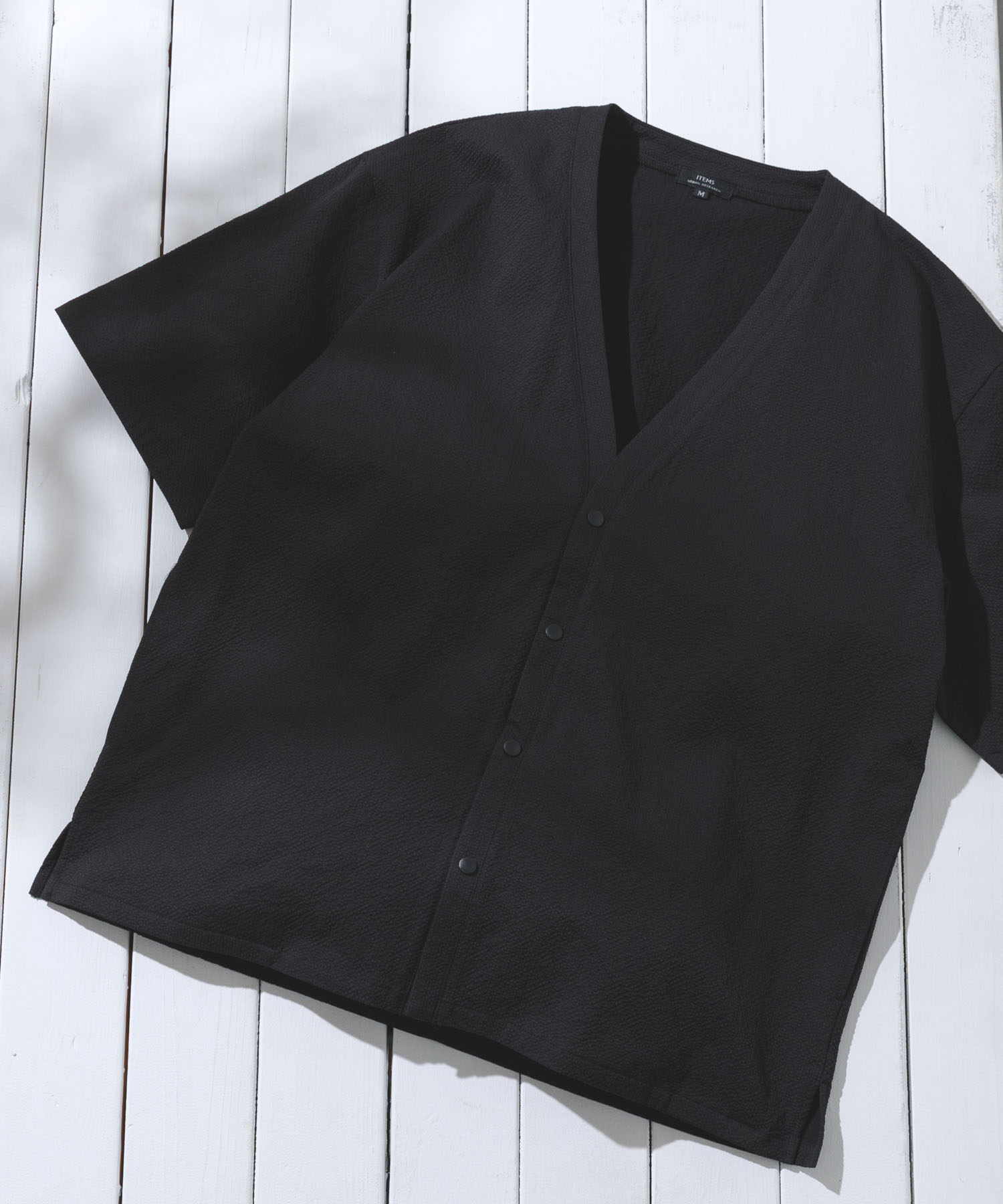 高機能シアサッカー 半袖カーディガン