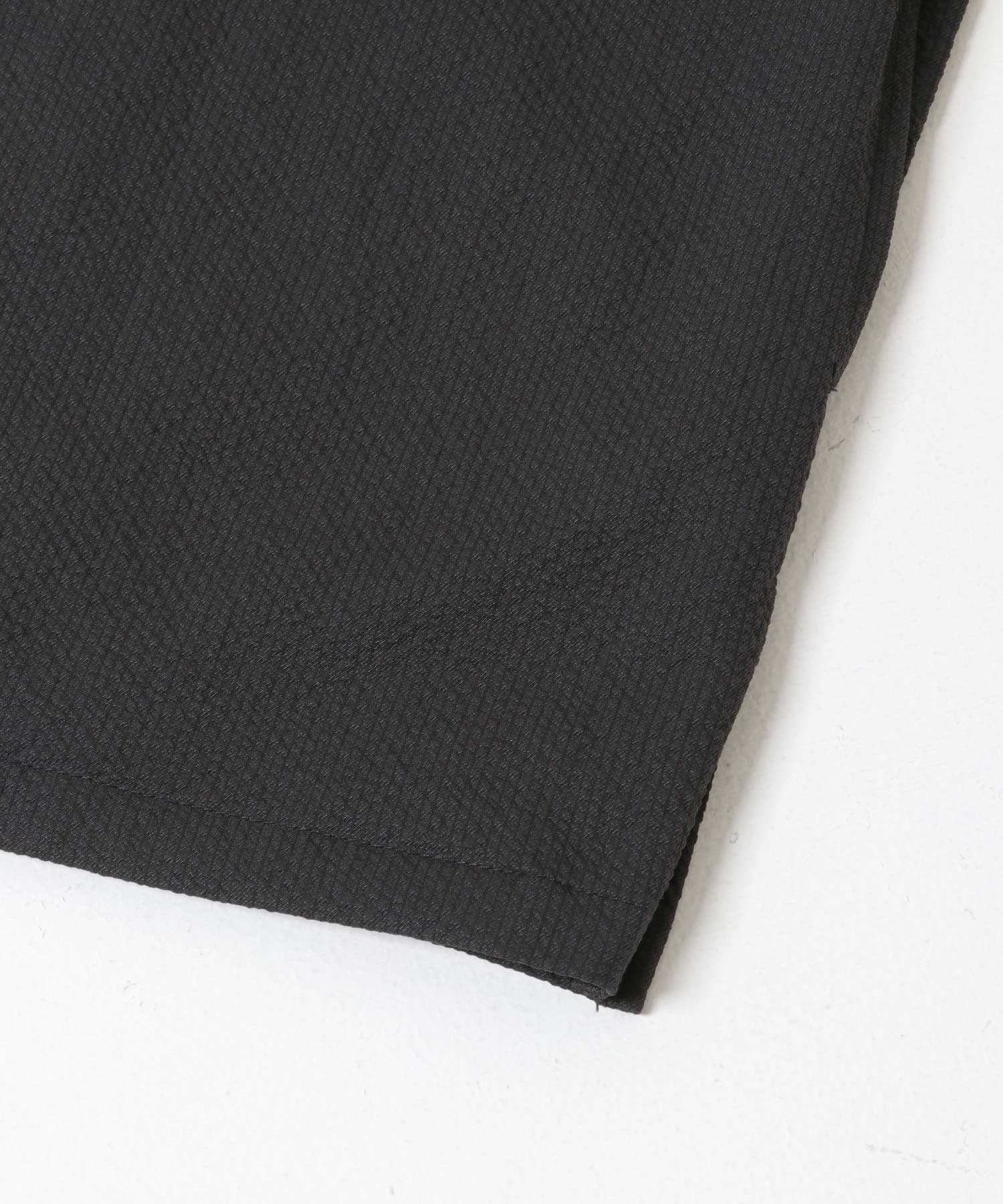 高機能シアサッカー 半袖カーディガン BLACK M