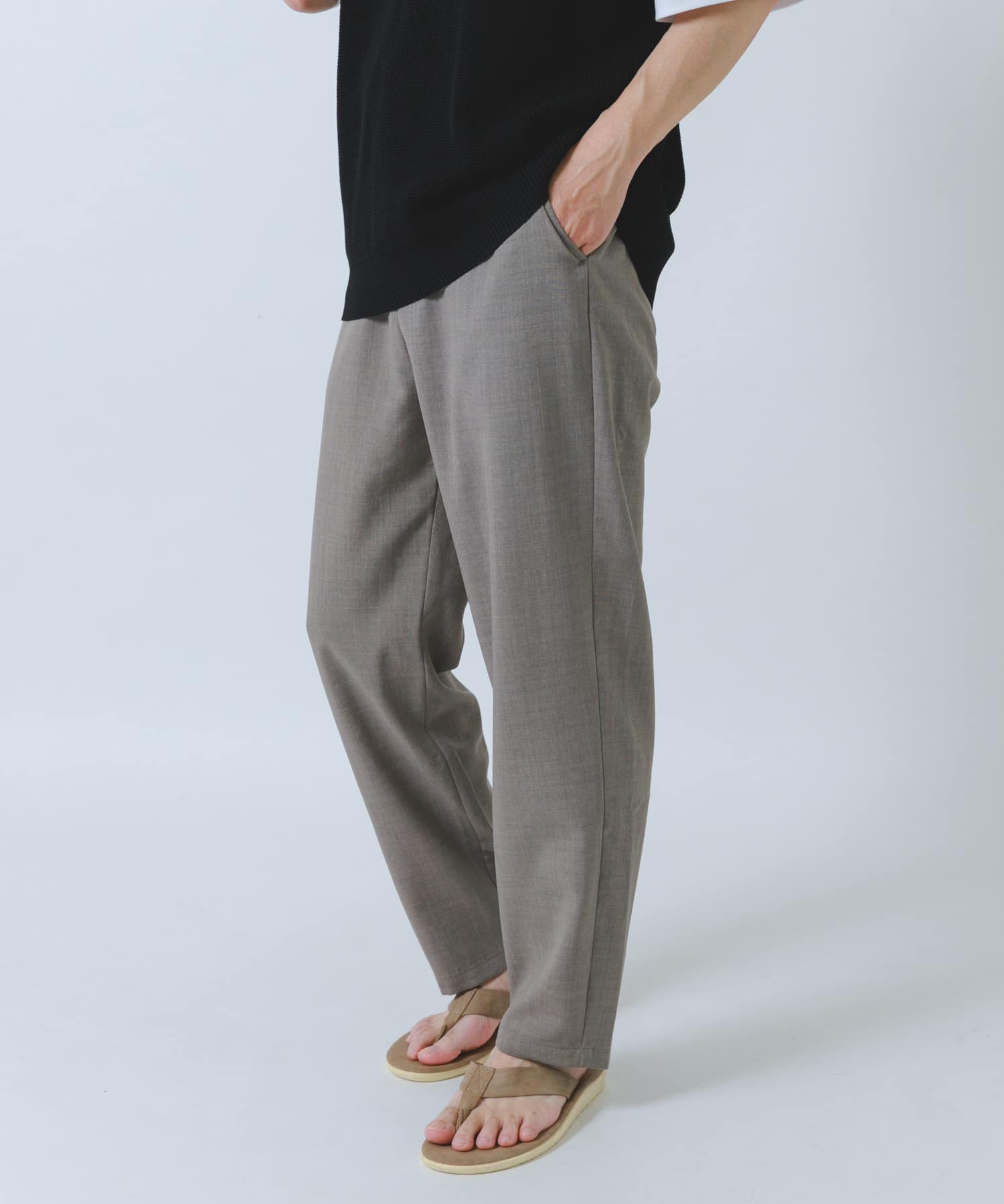 『接触冷感/吸水速乾/イージーケア/UVカット』クイックドライリネンタッチイージーパンツ