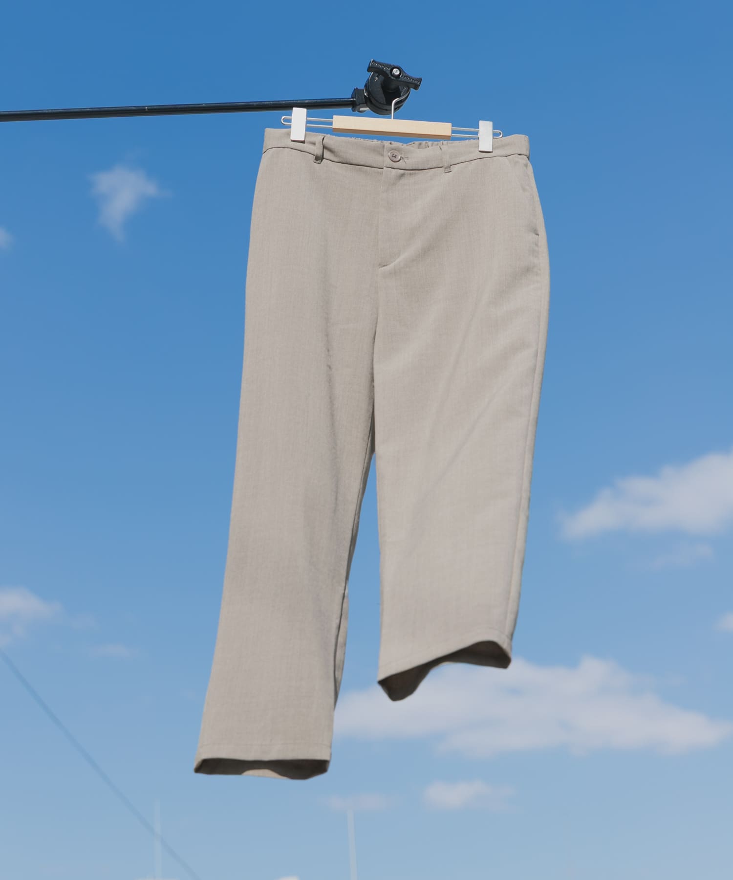 『接触冷感/吸水速乾/イージーケア/UVカット』クイックドライリネンタッチイージーパンツ BEG M