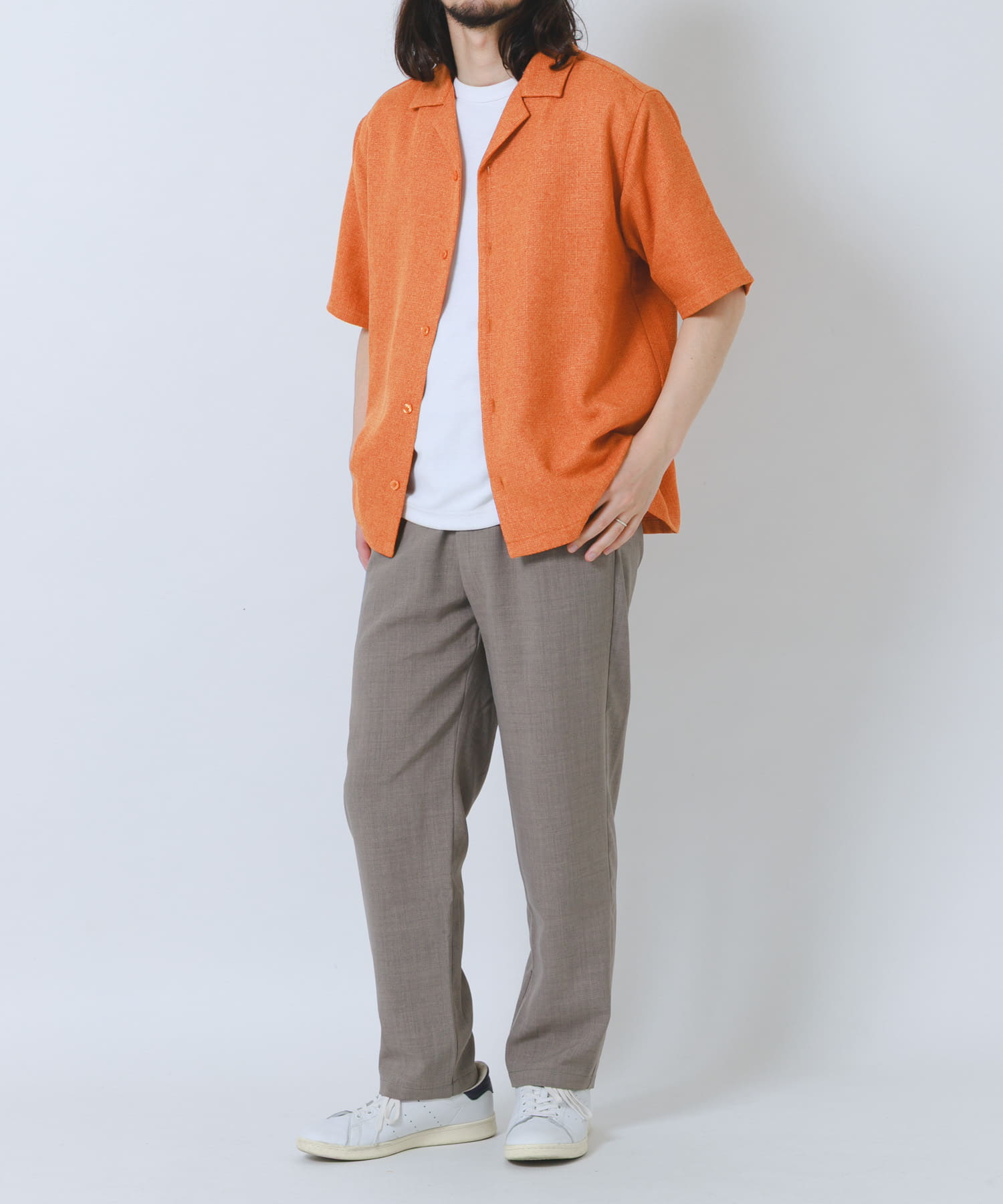 『接触冷感/吸水速乾/イージーケア/UVカット』クイックドライリネンタッチイージーパンツ BEG L