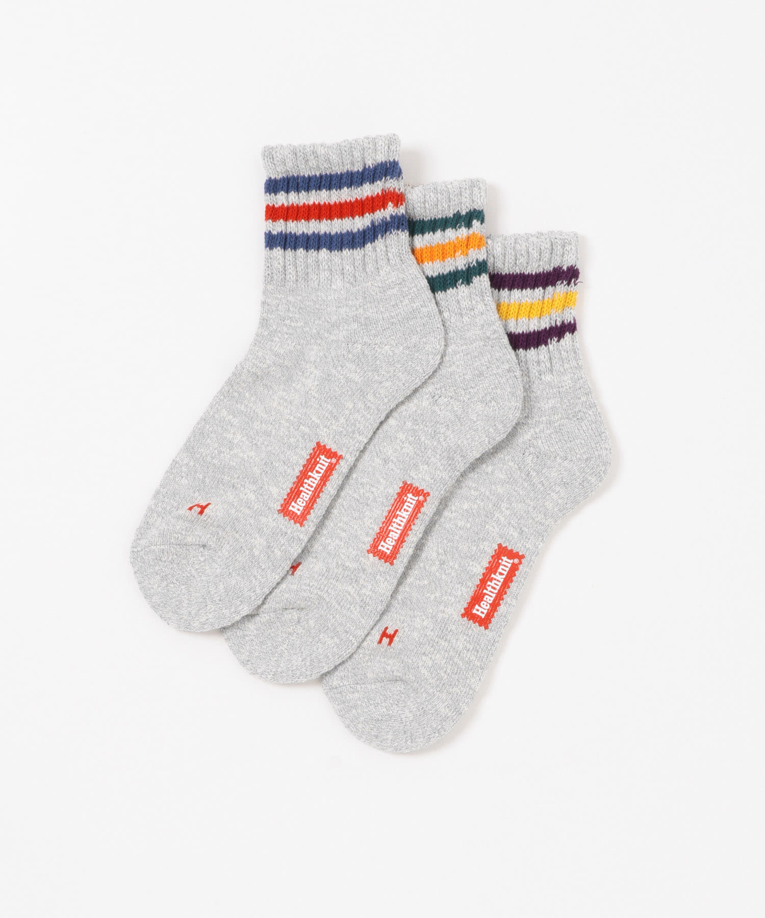 Healthknit　スラブ 3Line ミドルソックス3P ASSORT -
