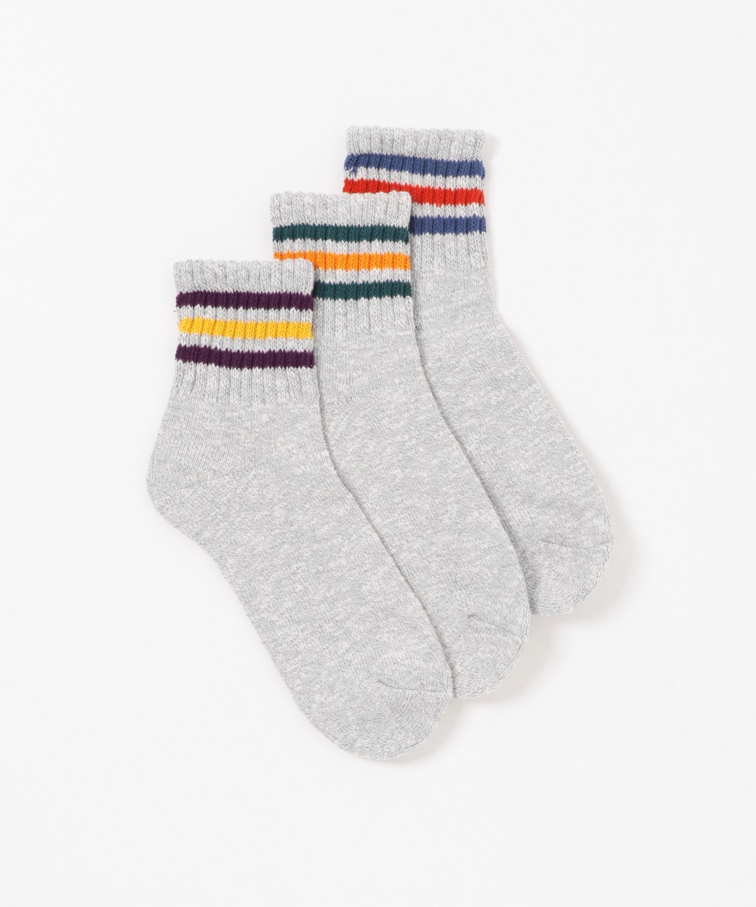 Healthknit　スラブ 3Line ミドルソックス3P ASSORT -