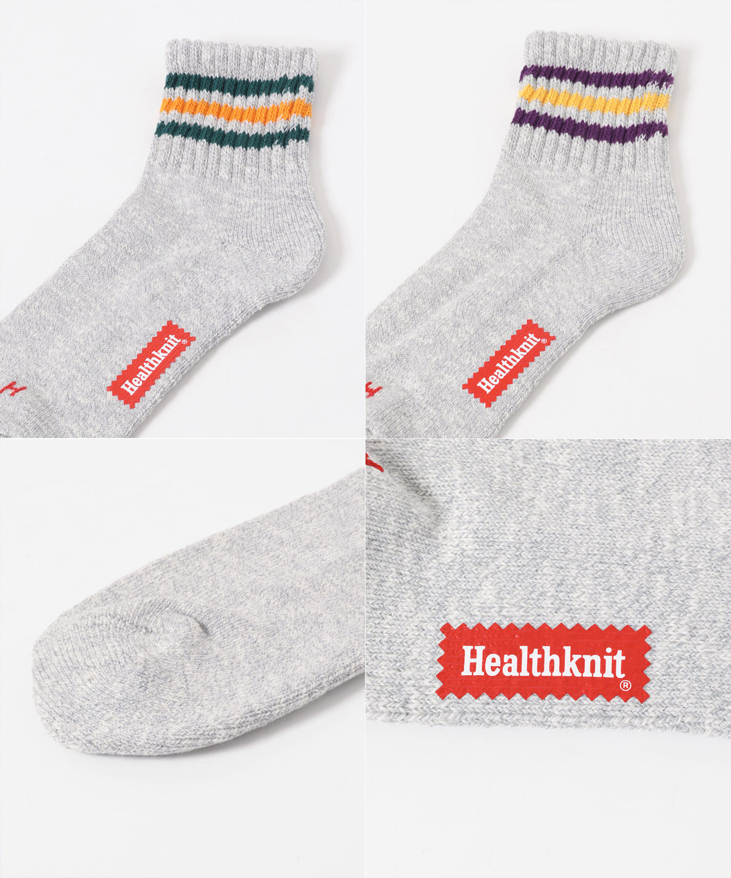 Healthknit　スラブ 3Line ミドルソックス3P ASSORT -
