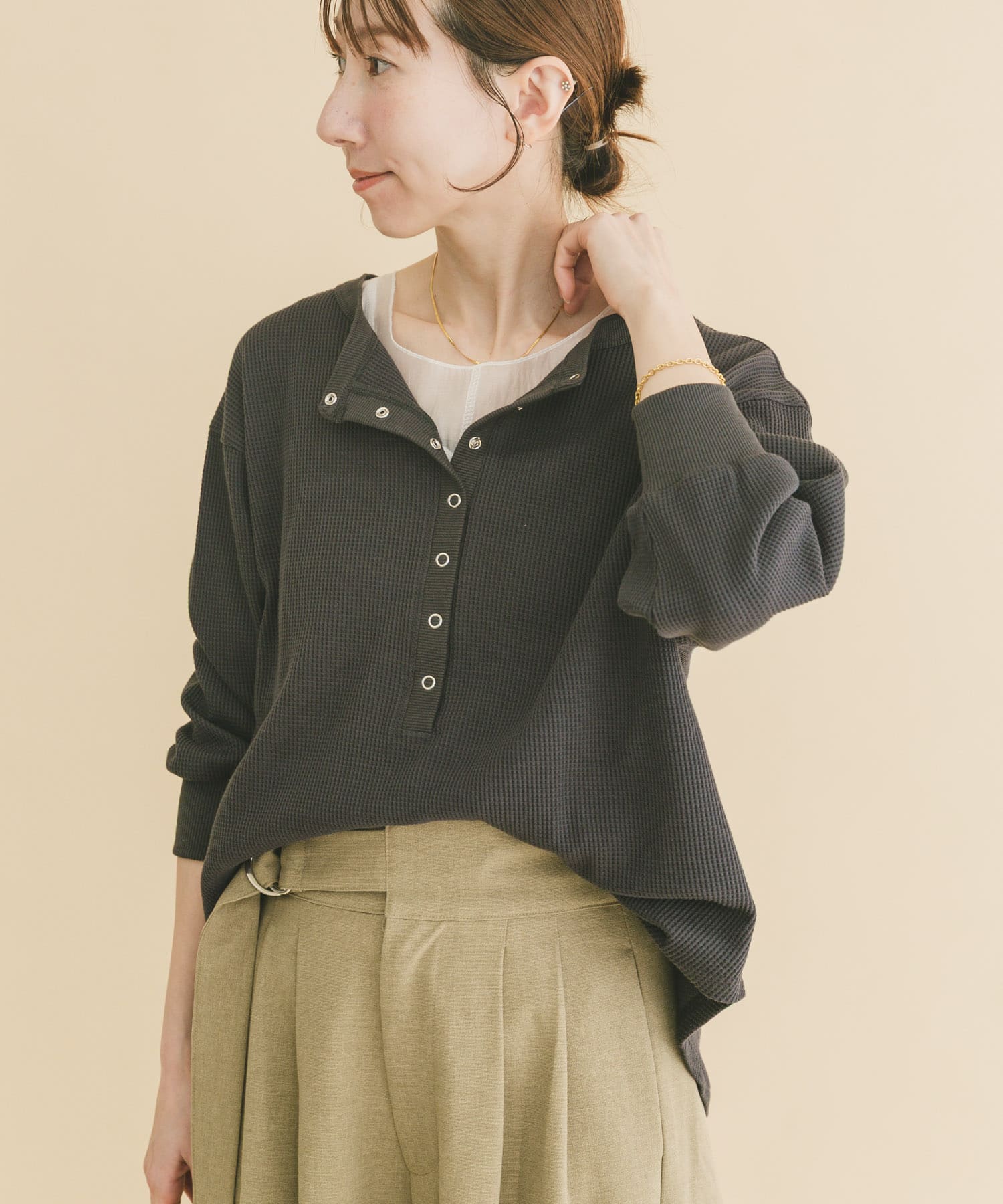 2WAYワッフルプルオーバー