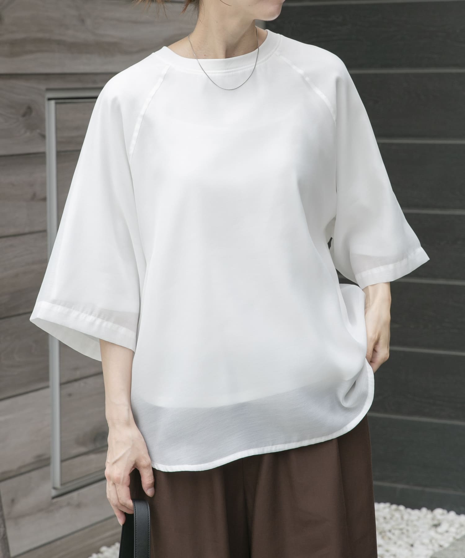 オーガンジーレイヤードTシャツ