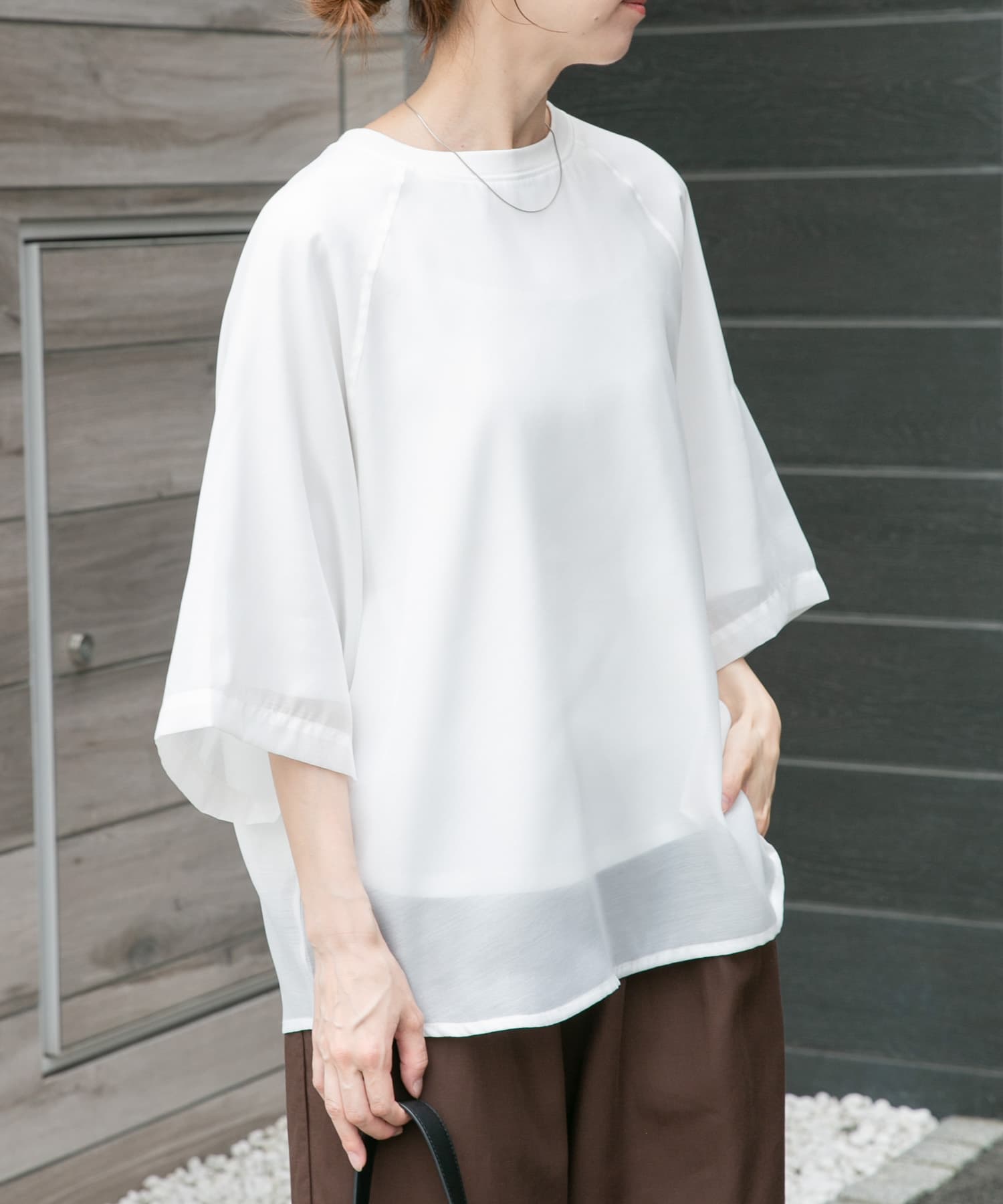 オーガンジーレイヤードTシャツ
