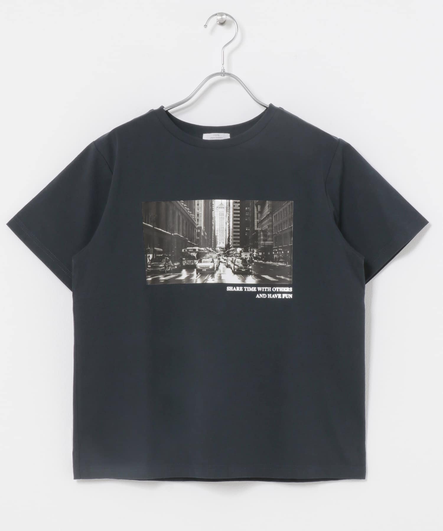 箔プリントフォトTシャツ NVY Free