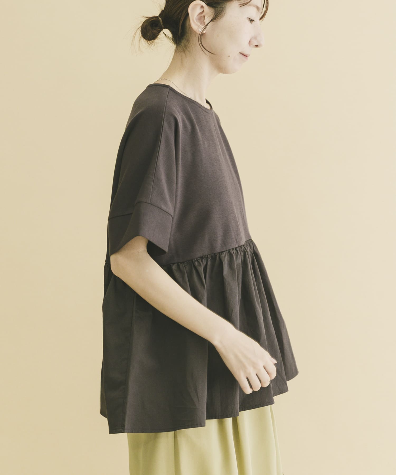 ポンチドッキング半袖トップス
