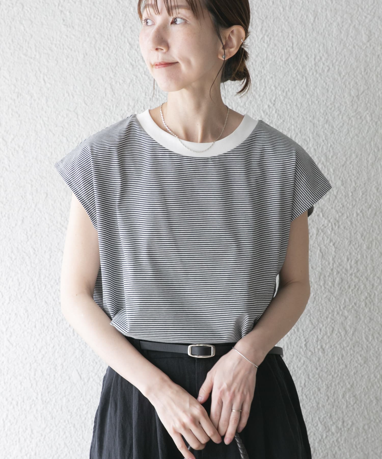 『接触冷感/UVカット』クルーネックノースリTシャツ