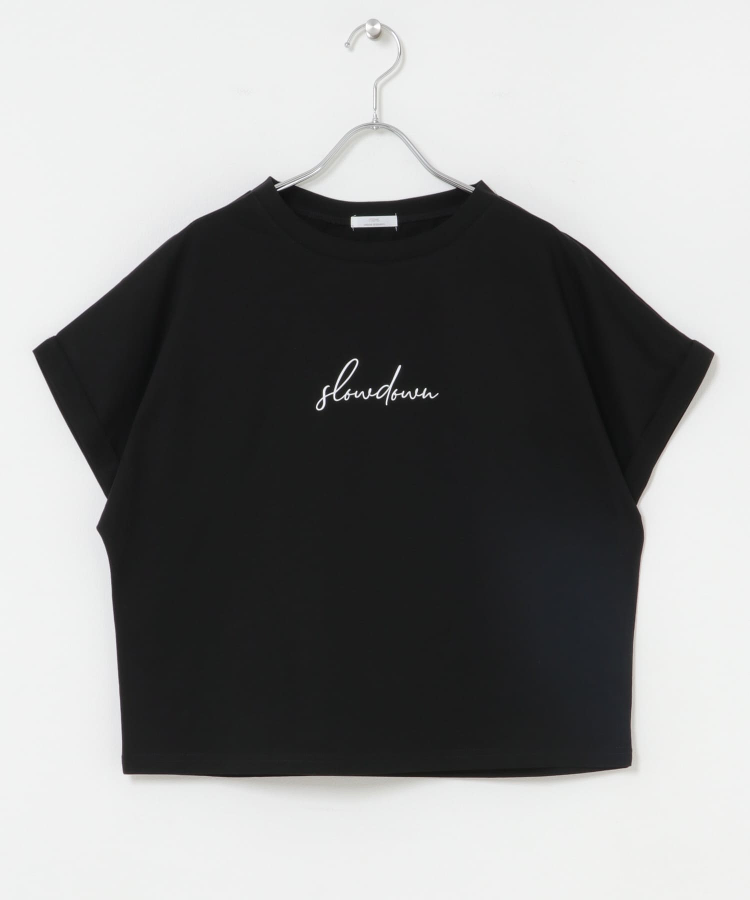 『接触冷感/UVカット』シルケット半袖プリントTシャツ(楽着シリーズ) BLK Free