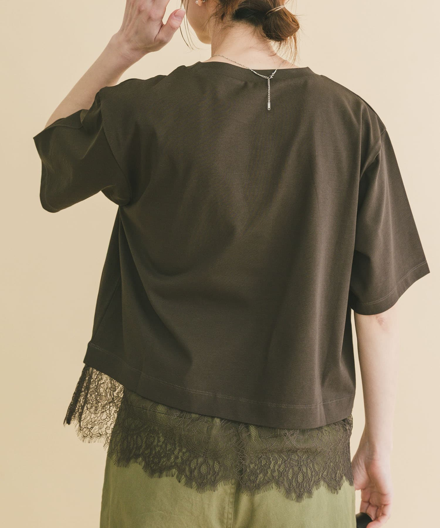 裾レースコンビTシャツ