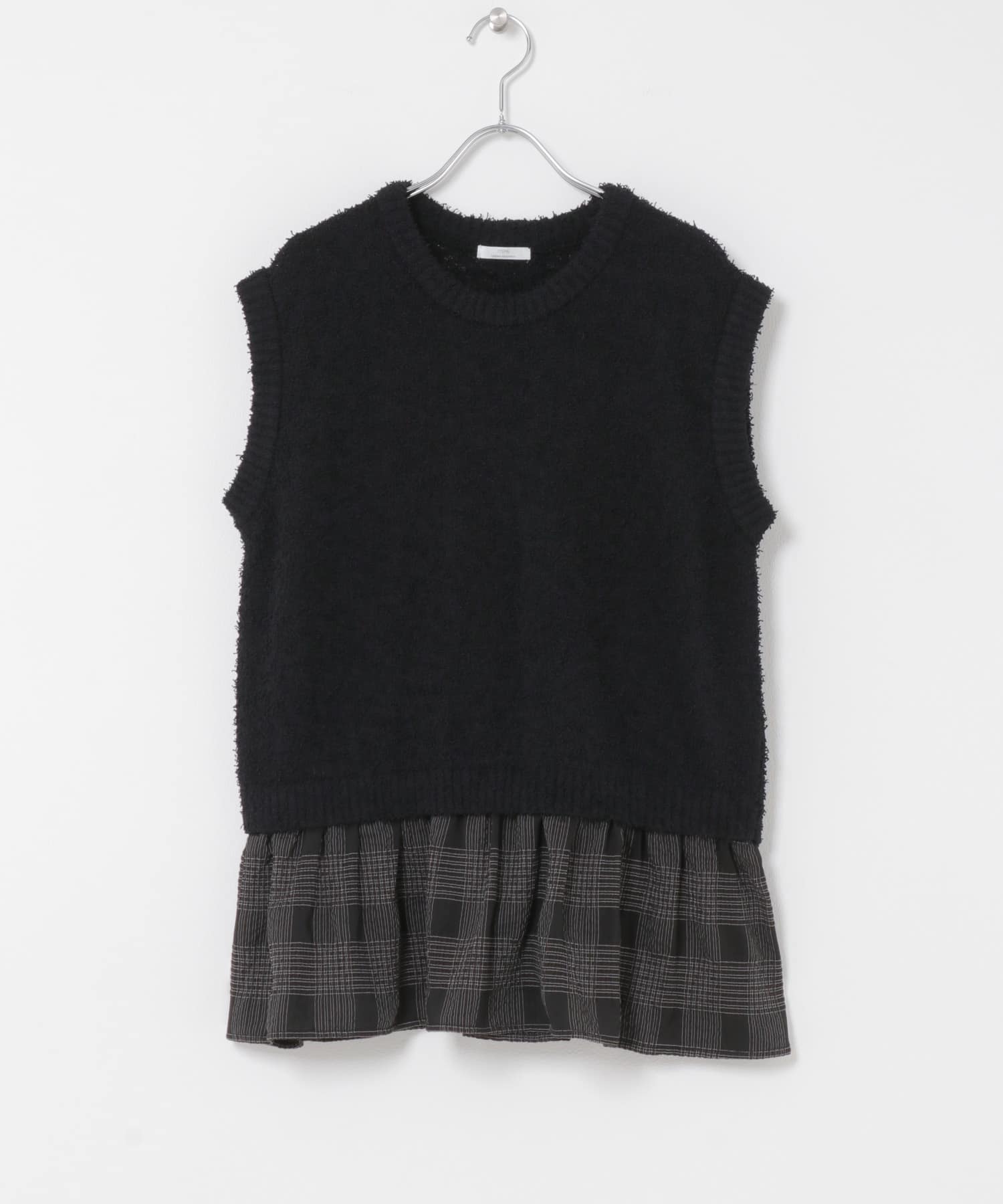 カールヤーンニットベストドッキング BLK Free