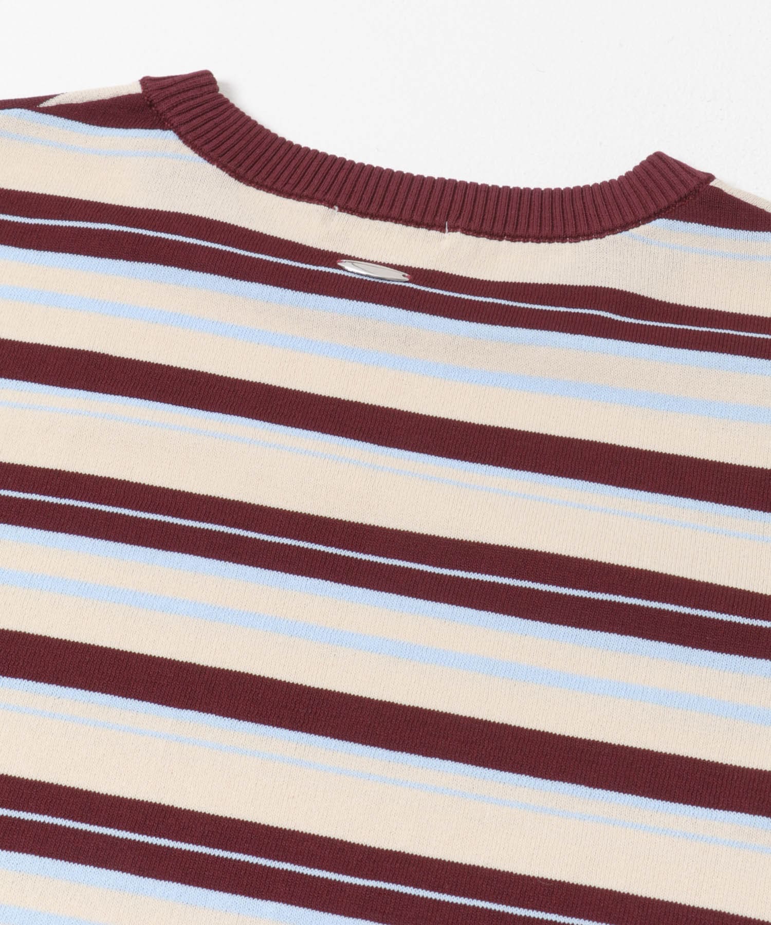 マルチボーダー半袖ニット WHT Free
