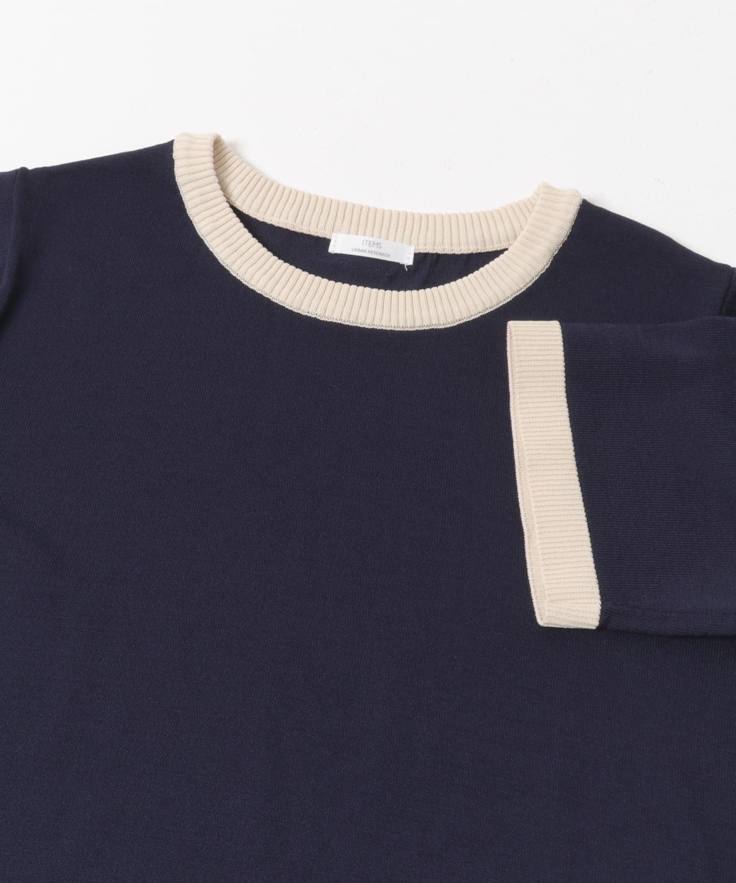 マルチボーダー半袖ニット NVY Free