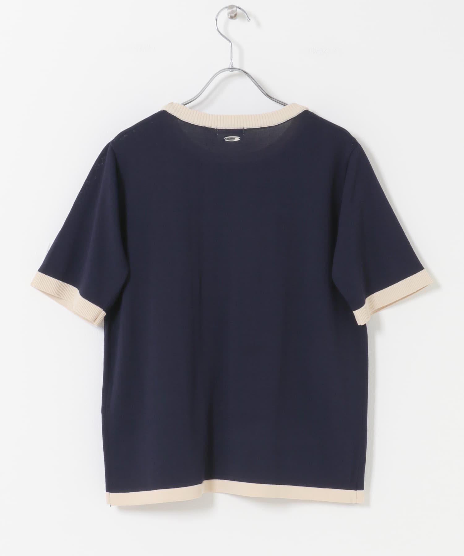 マルチボーダー半袖ニット NVY Free